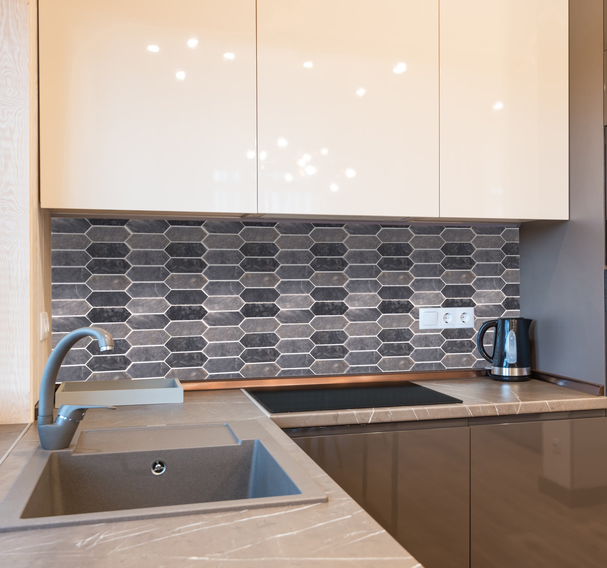 Luna Sky Marble Strada on 12" x 12" Mesh Mosaic Tile - Belair Collection