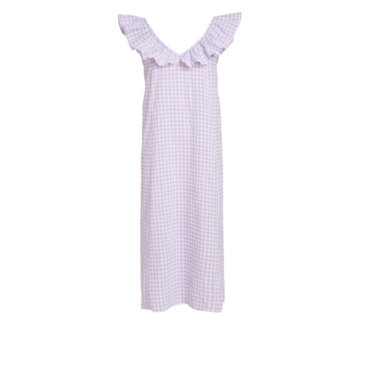 Erin Ruffle Midi Dress - Lavender Ginham