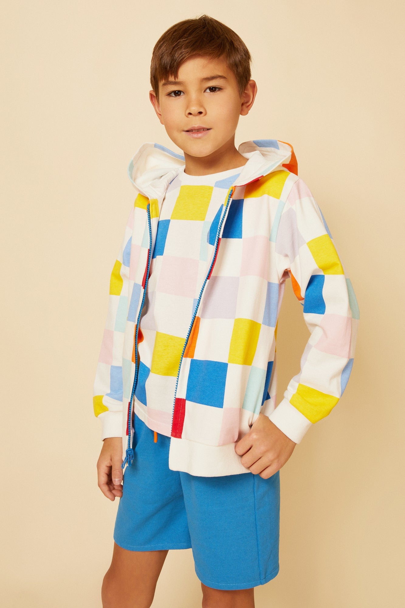 Recycled Cotton Checkered Kid T-Shirt