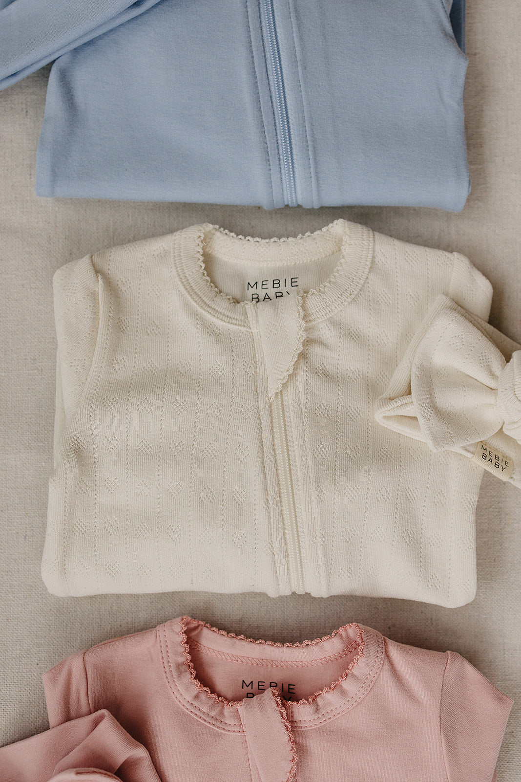 Cream Pointelle Cotton Zipper
