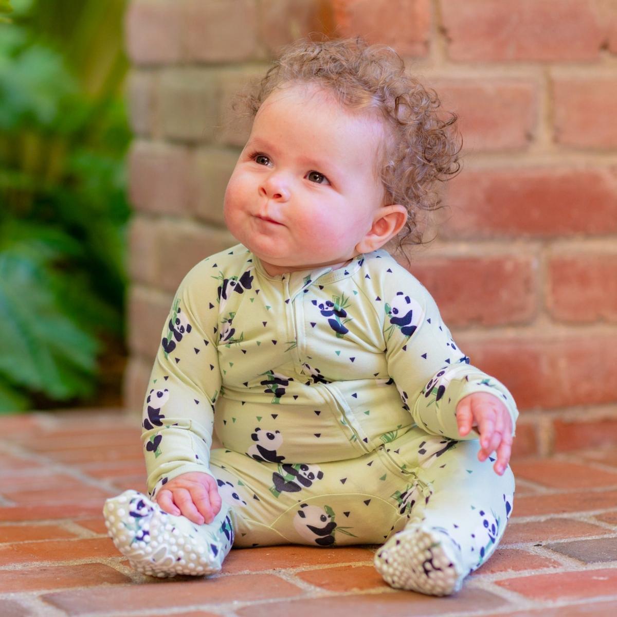 Zipper Footie - Panda Mint