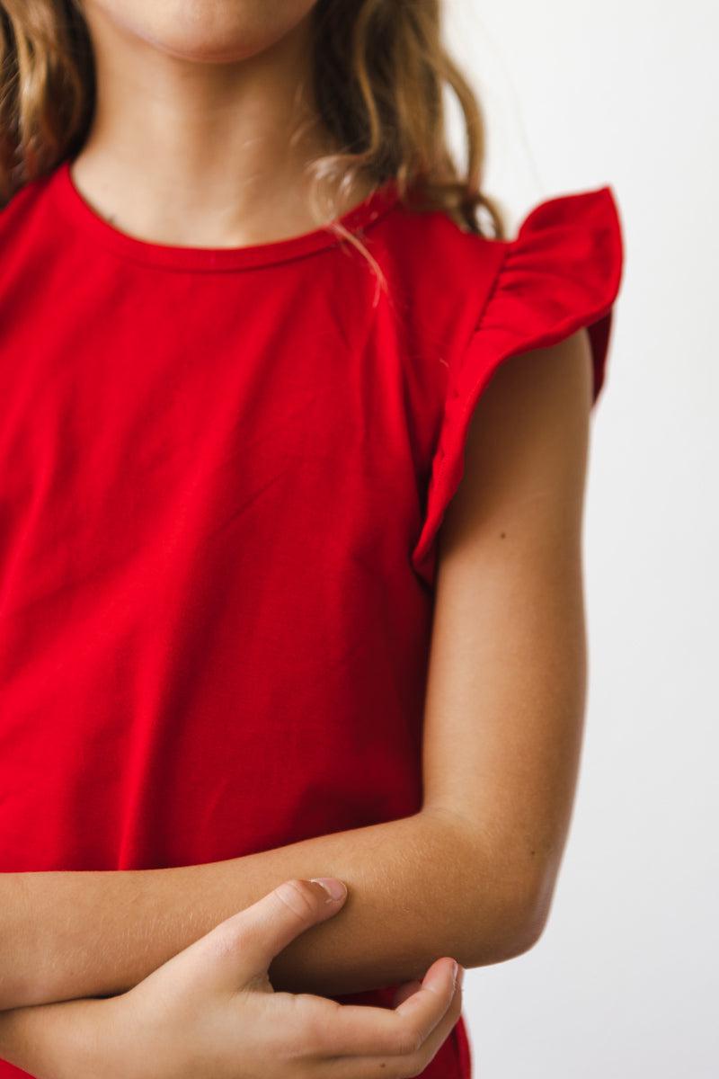 Red S/S Ruffle Tee