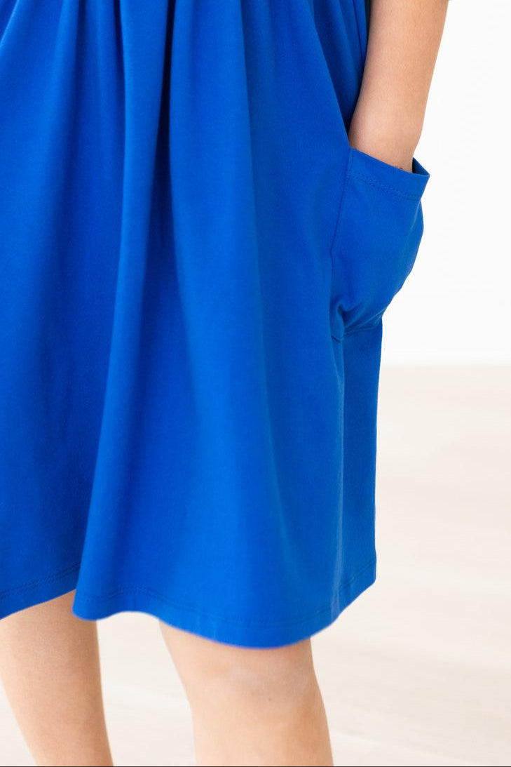 Royal Blue 3/4 Sleeve Pocket Twirl Dress