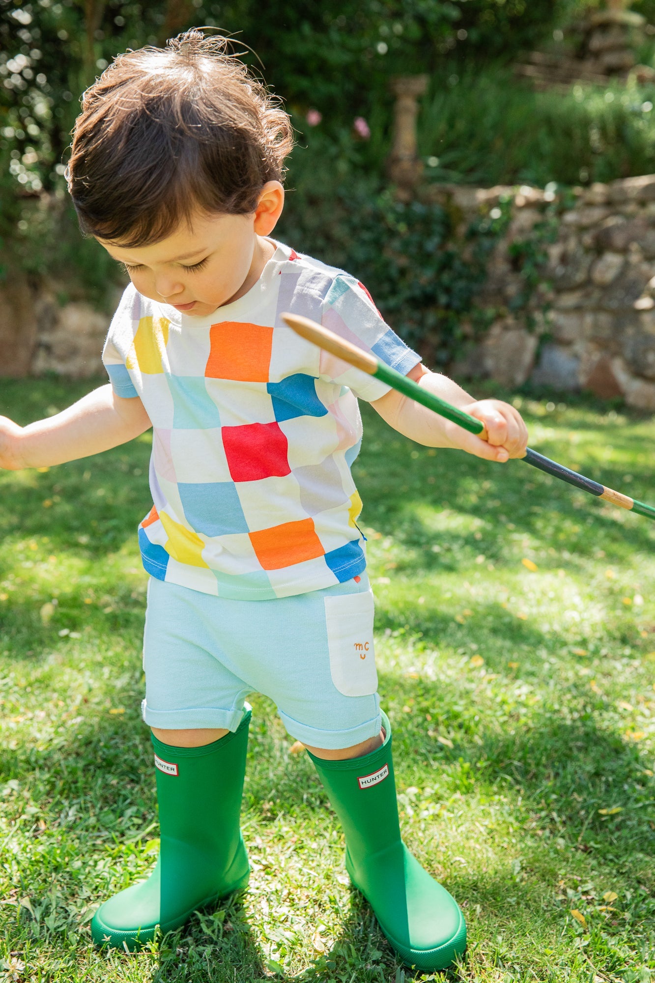 Recycled Cotton Checkered Kid T-Shirt