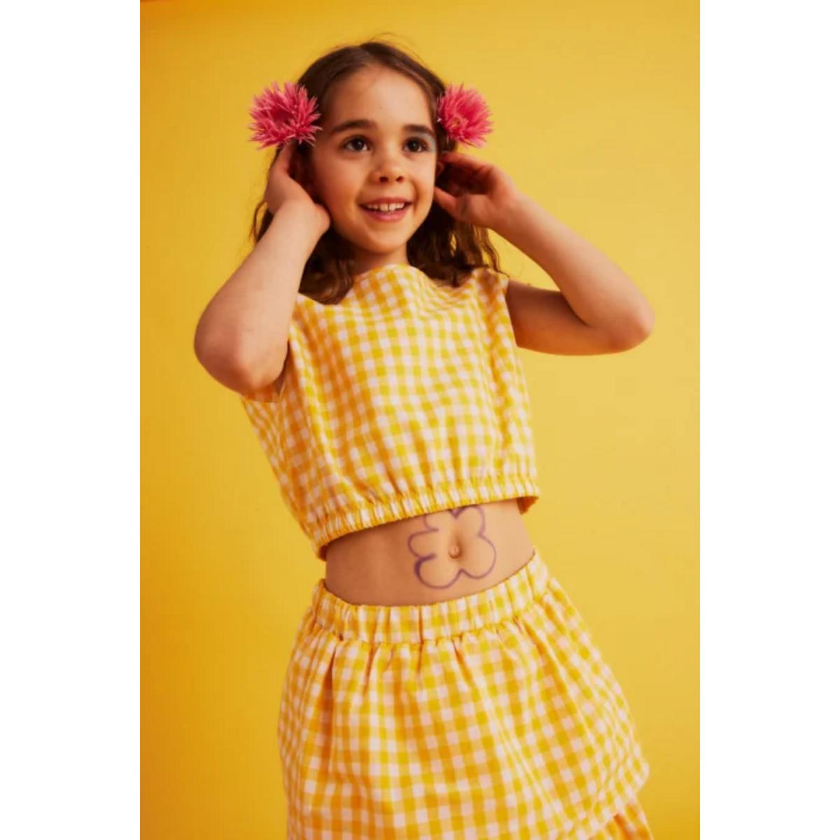 Yellow Gingham Crop Top