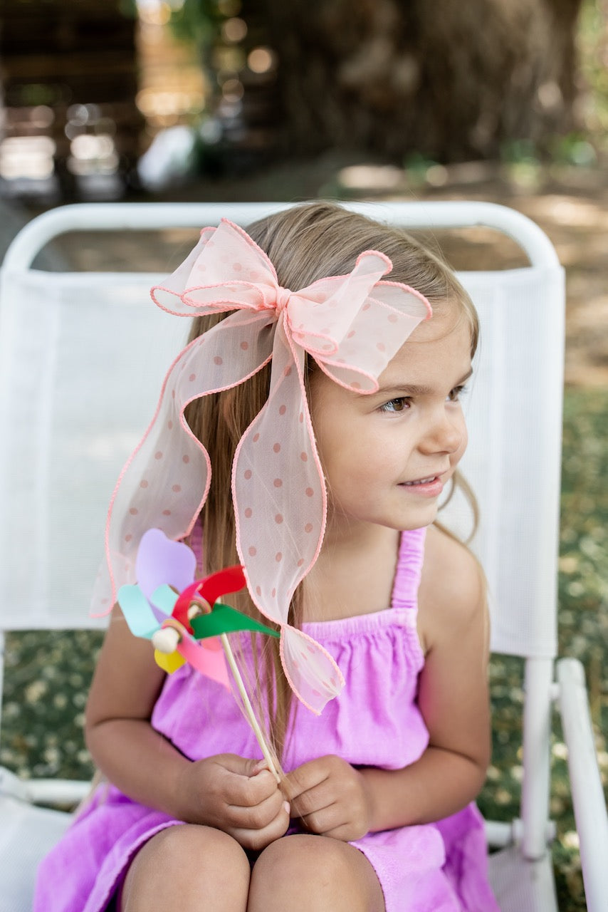 Coral Dot | Statement Ribbon Bow