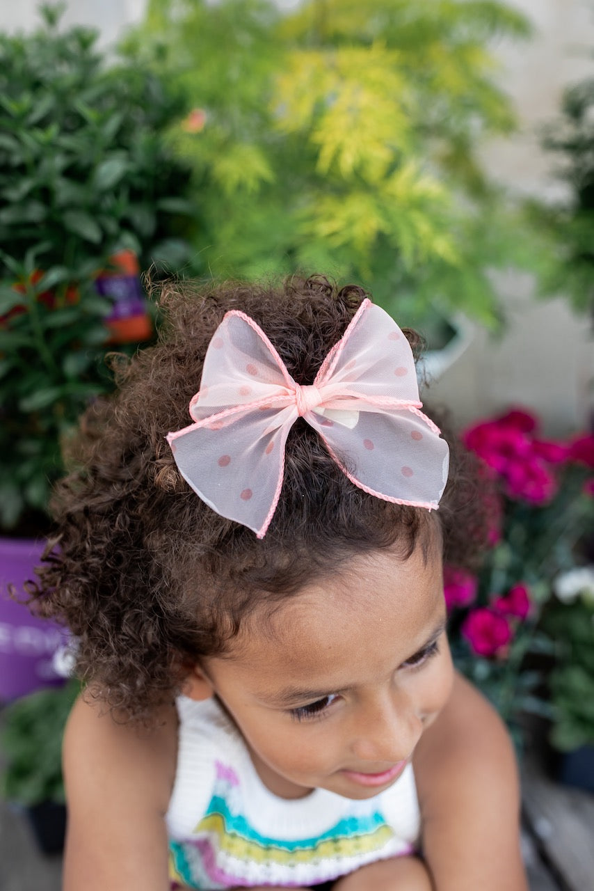 Coral Dot | Ribbon Bow