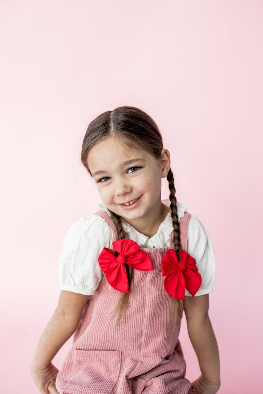 Red | Pigtail Set - Petite Party Bow