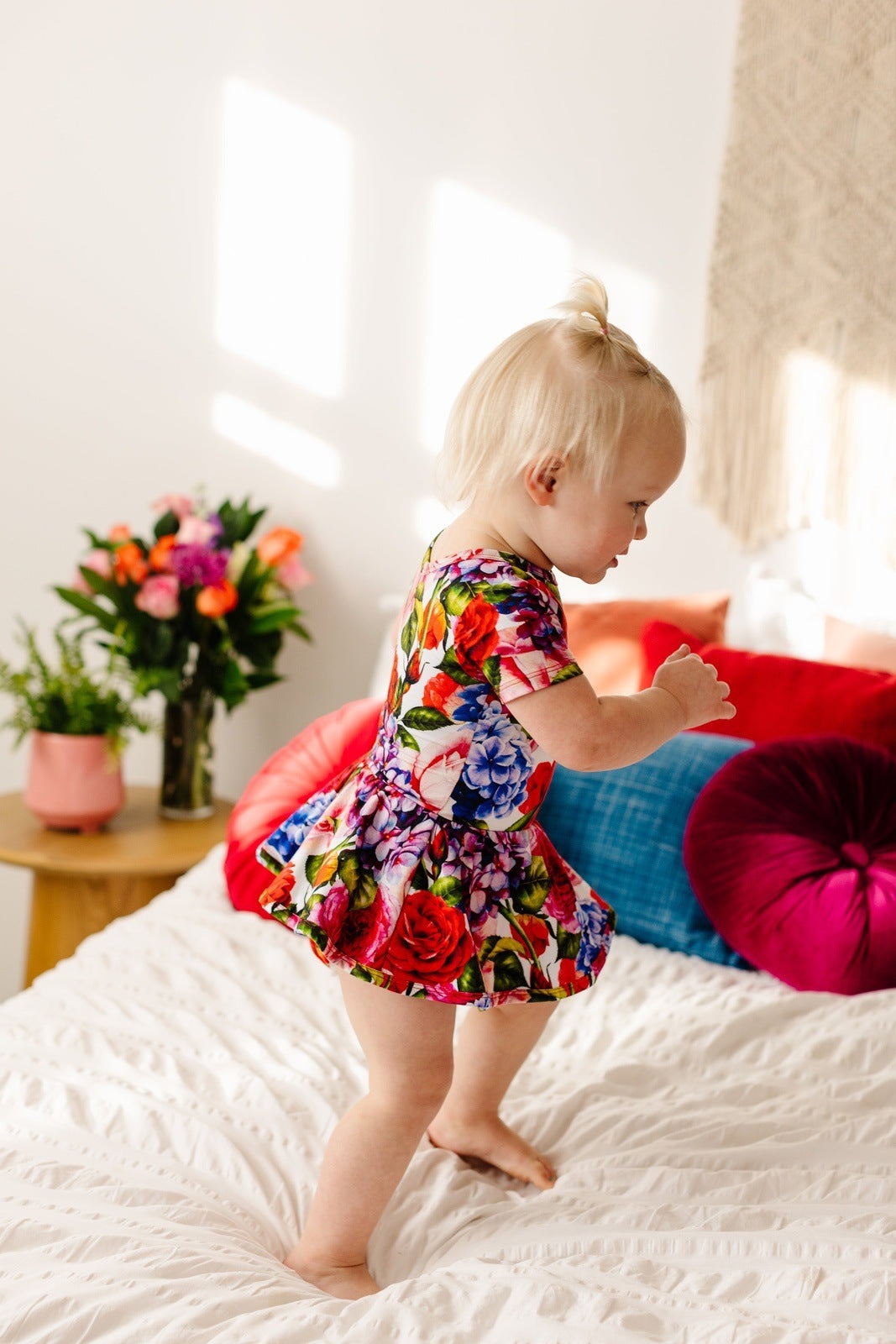 Hydrangea Rose Short Sleeve Leotard Dress