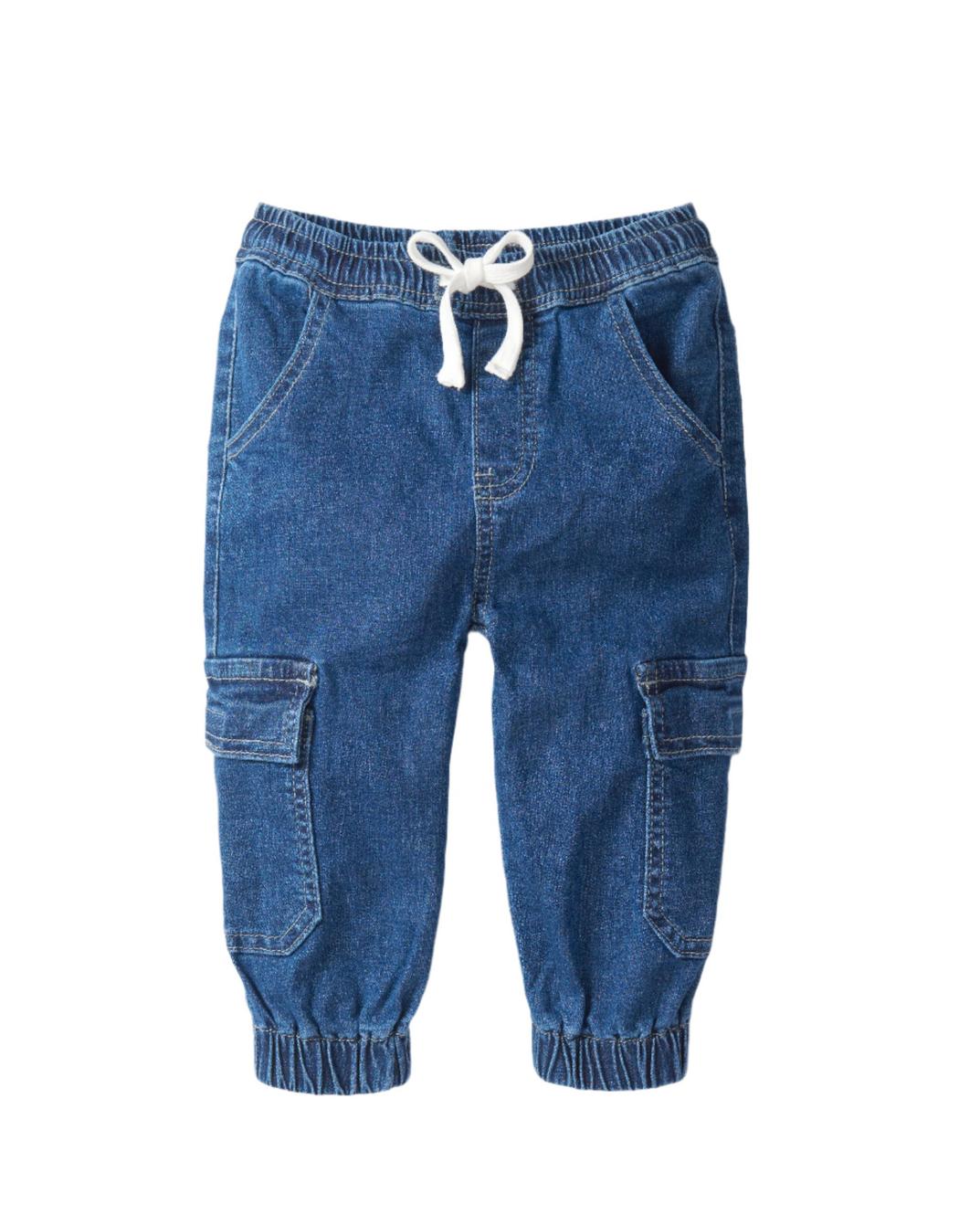 Baby Cargo Denim Jogger - Classic Denim Wash