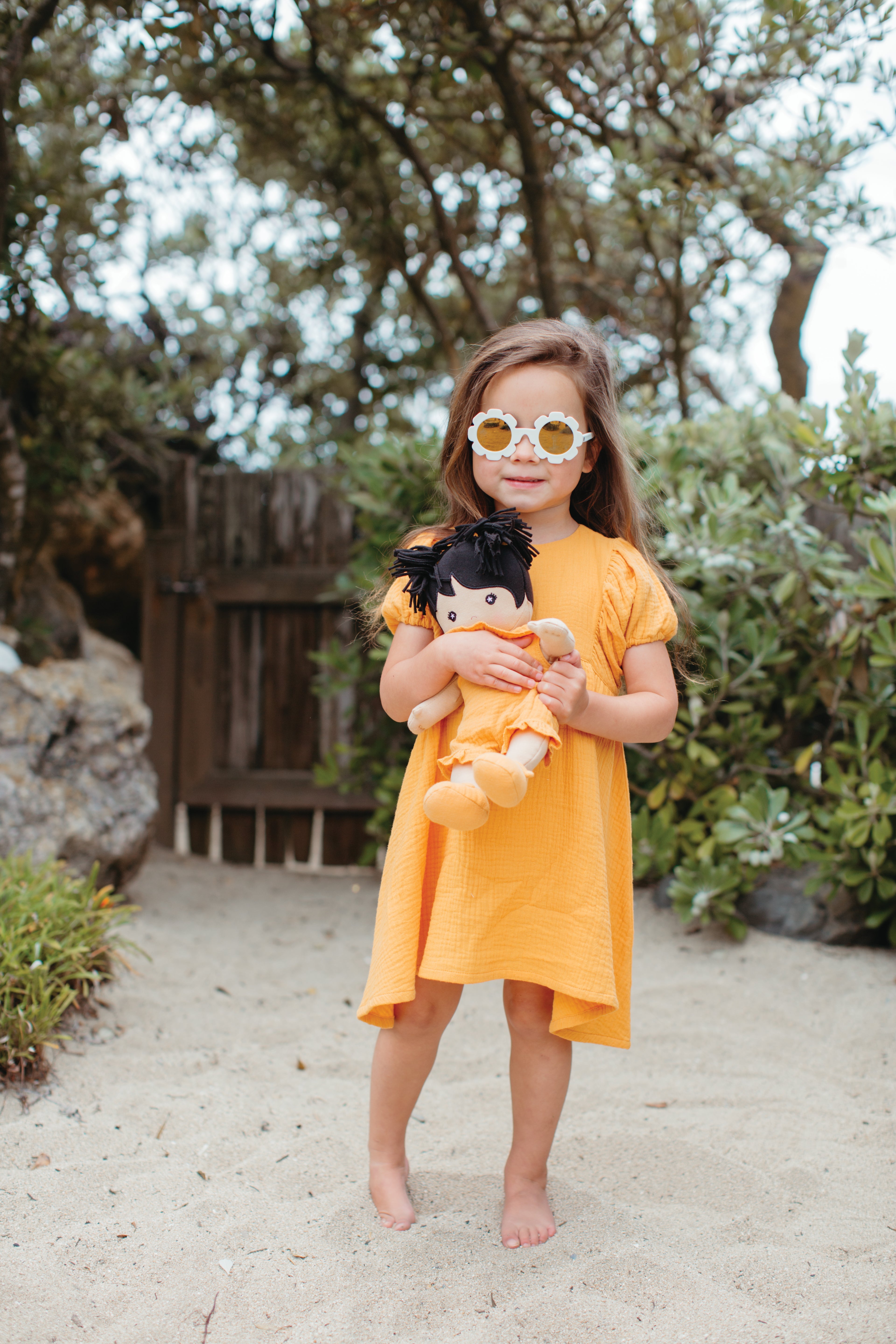 Dress with Puff Sleeves - Mustard