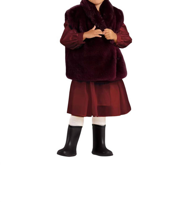 Kids Faux Fur Vest - Maroon