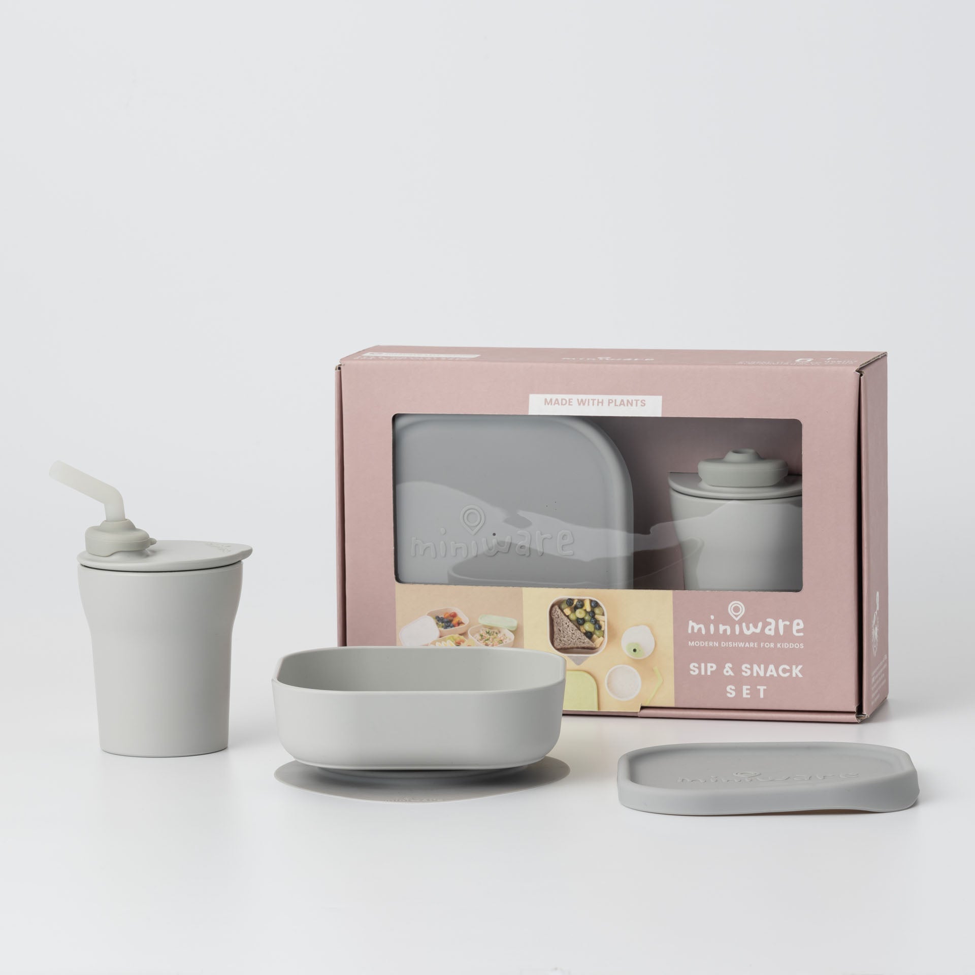 Sip & Snack: All Stages Cup and Bowl Set - Dove Grey