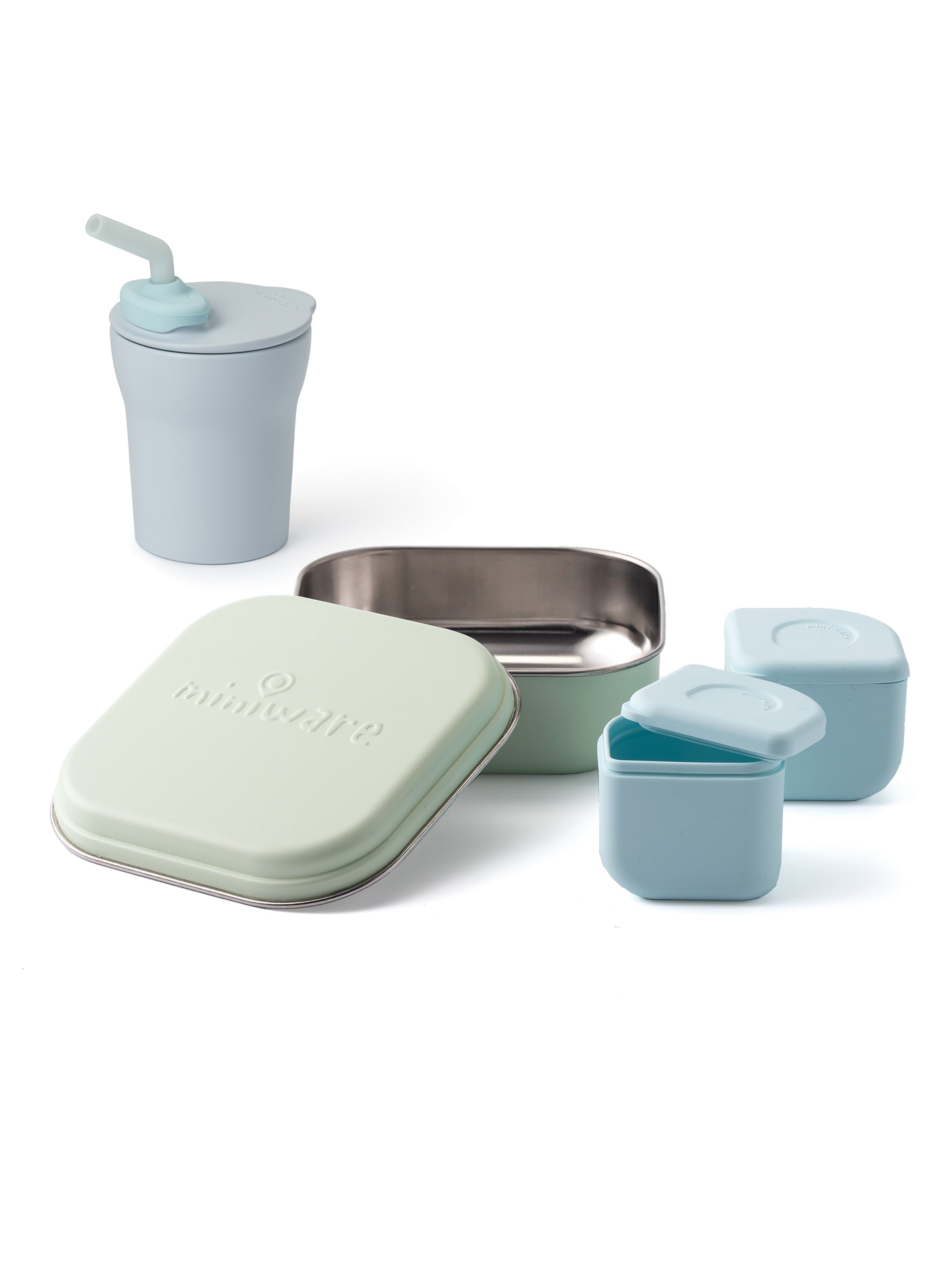 School Lunch Set Lunchbox Set Miniware Keylime & Aqua  