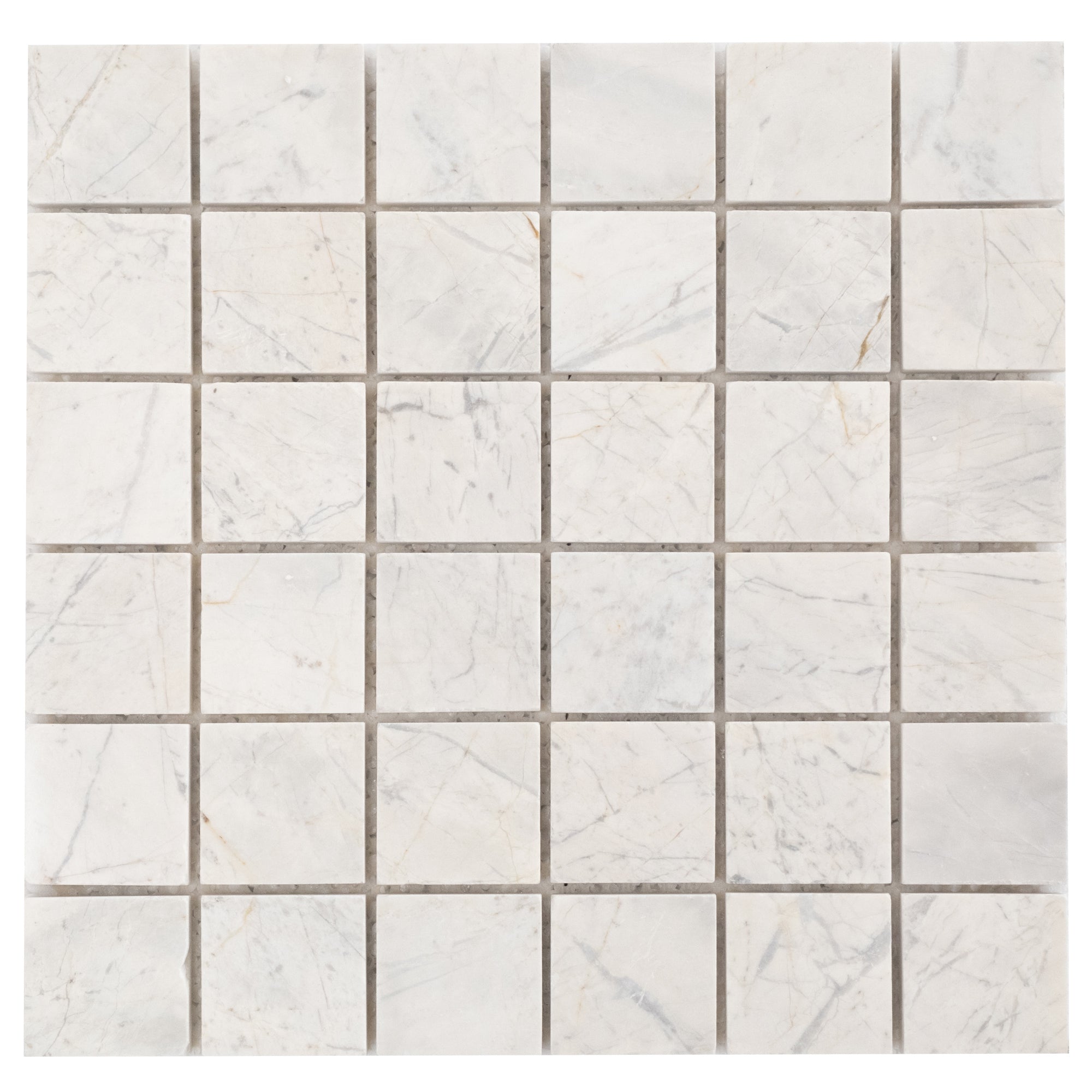 Palia Dolomite White 2"x2" Polished on 12"x12" Mesh Mosaic Tile - Belair Collection