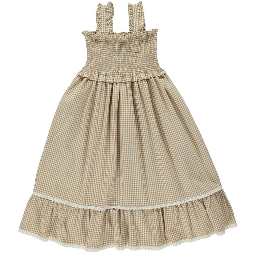 Marion Dress - Caramel Gingham