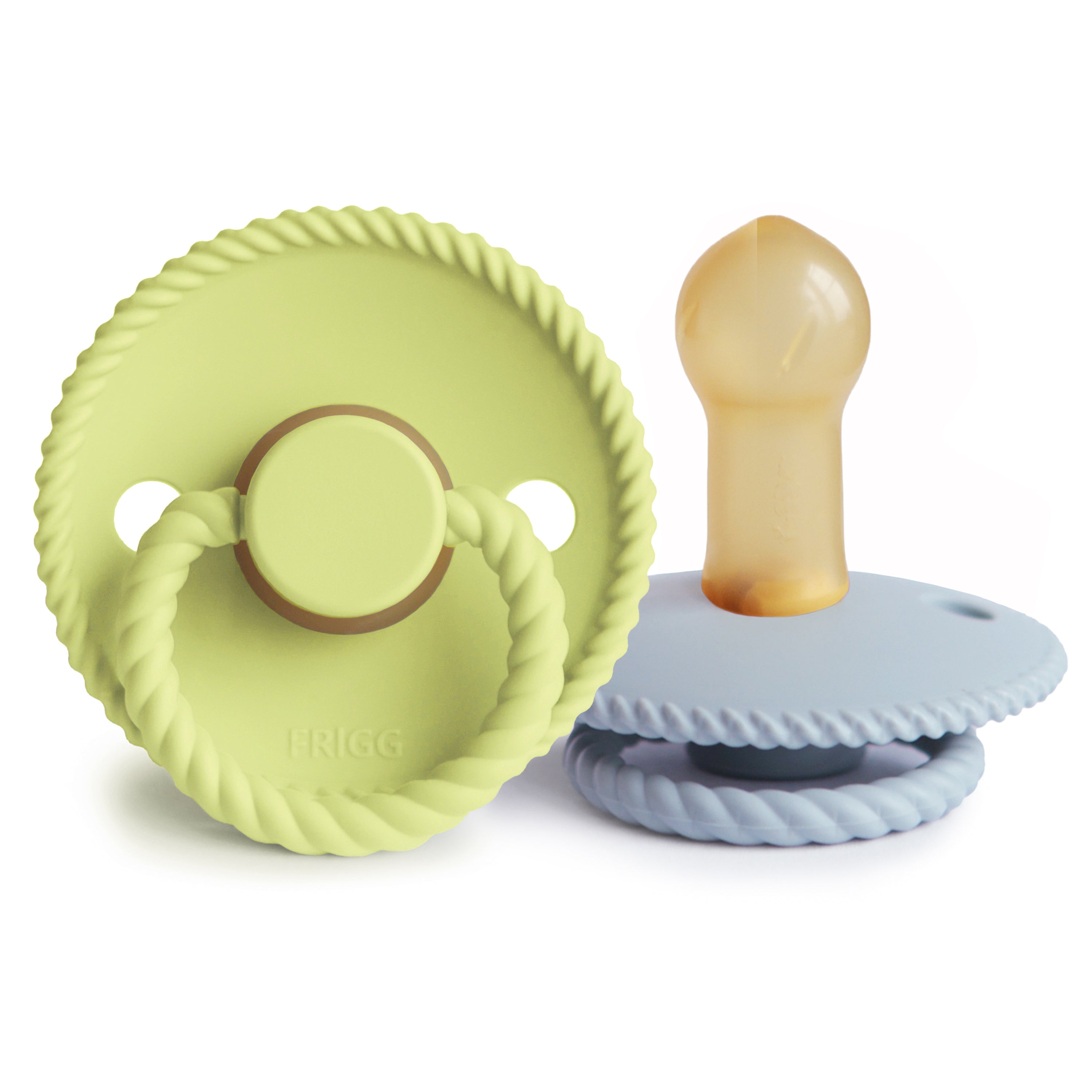 FRIGG Rope Natural Rubber Pacifier 2-Pack FRIGG PACIFIERS Mushie Green Tea/Powder Blue 6-18 months 