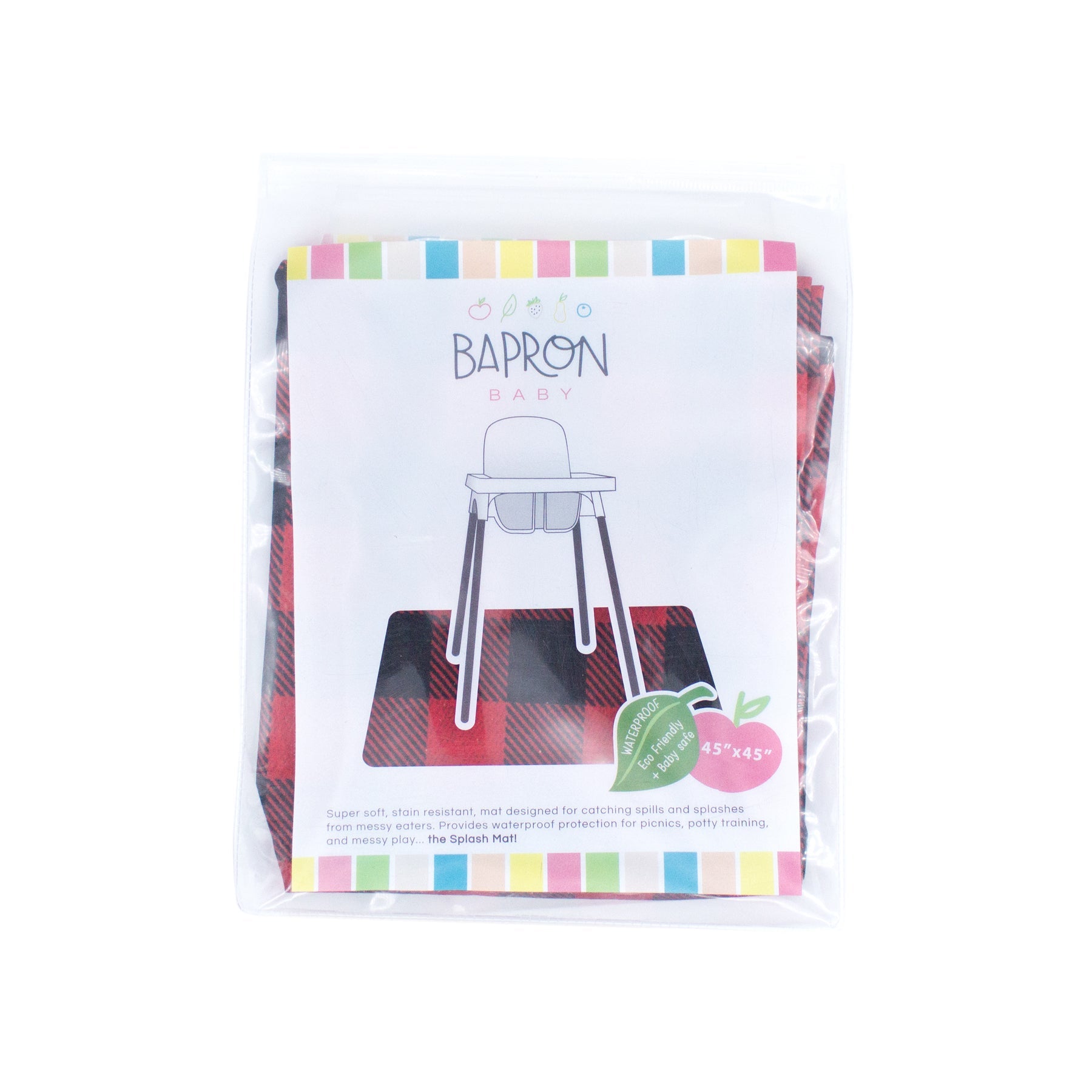 Red Buffalo Plaid Splash Mat - A Waterproof Catch-All for Highchair Spills and More!  BapronBaby   