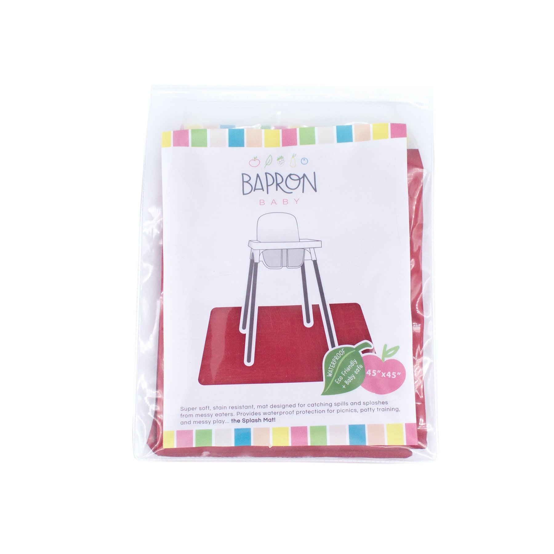 Solid Cranberry Minimalist Splash Mat - A Waterproof Catch-All for Highchair Spills and More!  BapronBaby   