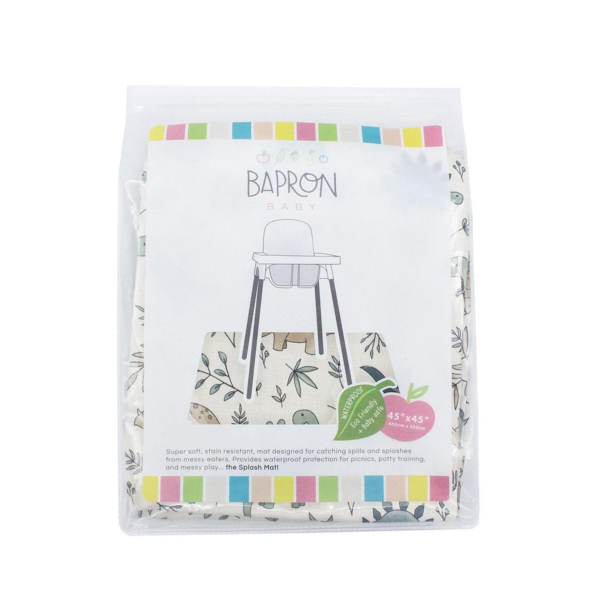 Foliage Dinos Splash Mat - A Waterproof Catch-All for Highchair Spills and More!