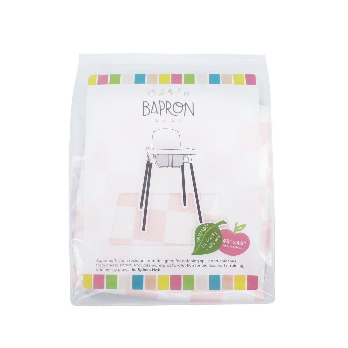 Pretty Pink Checkerboard Splash Mat  - A Waterproof Catch-All for Highchair Spills and More!