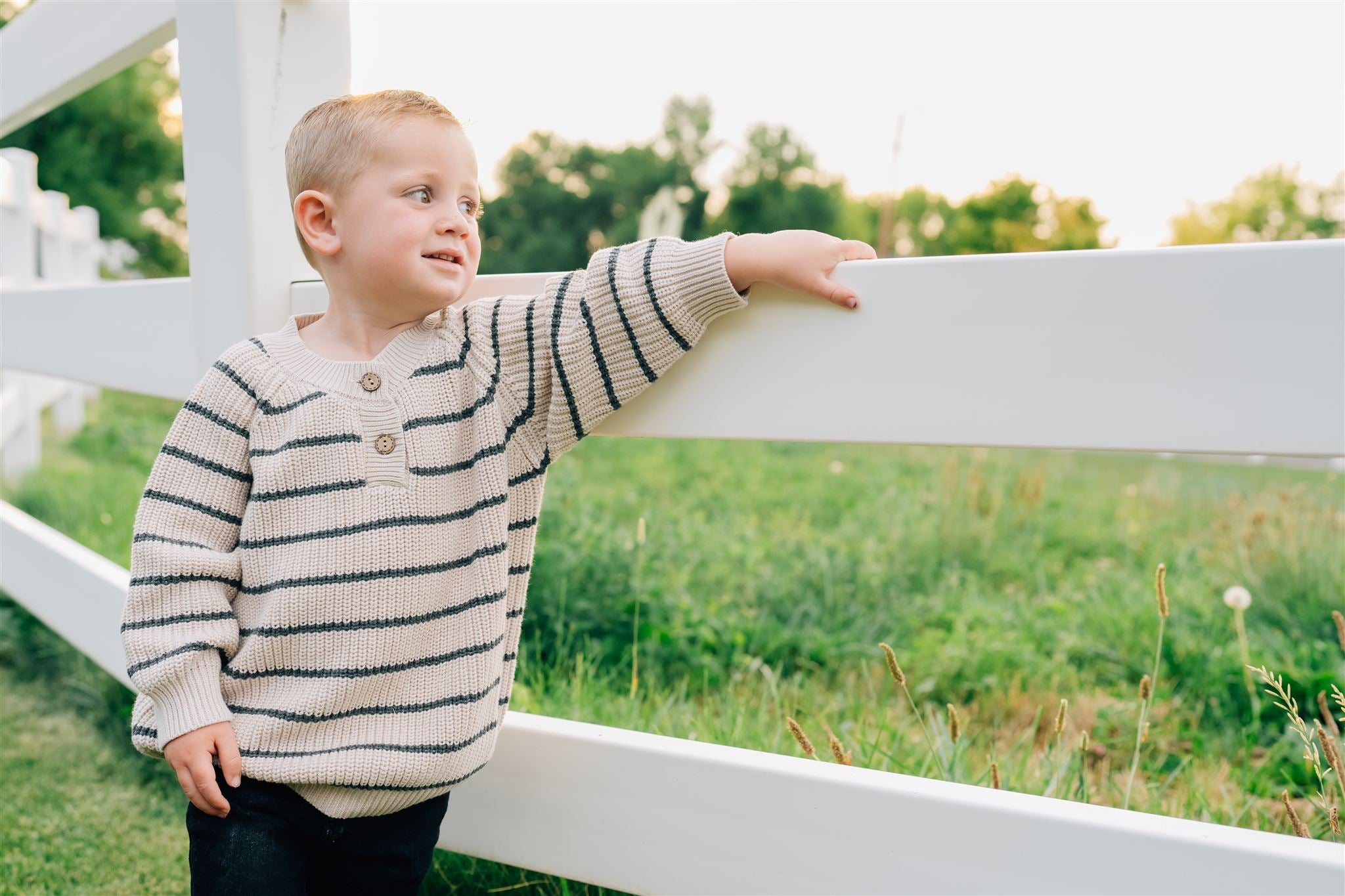 Charcoal Stripe Button Knit Sweater  Mebie Baby   