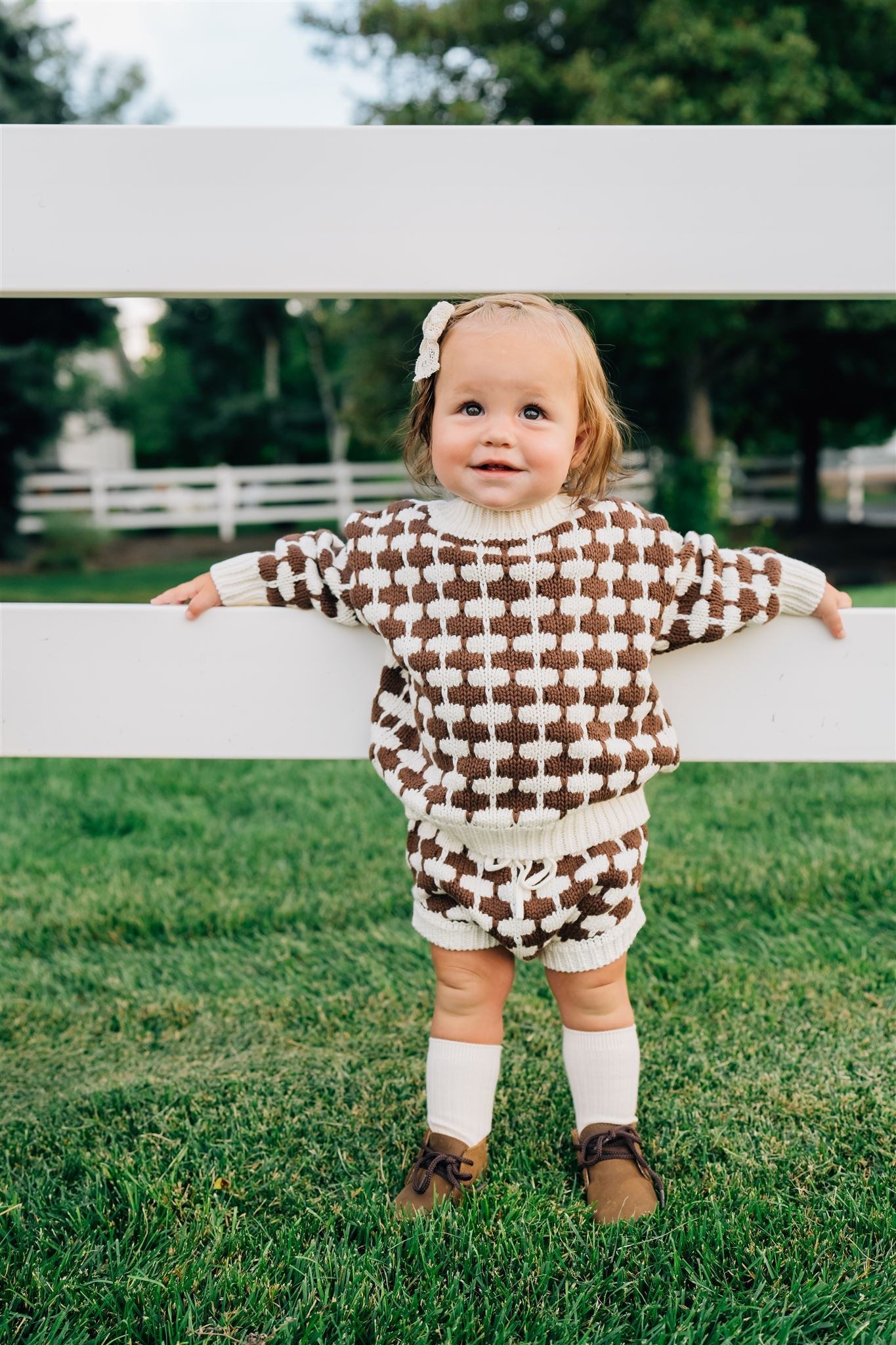 Brown + Cream Knit Sweater  Mebie Baby   