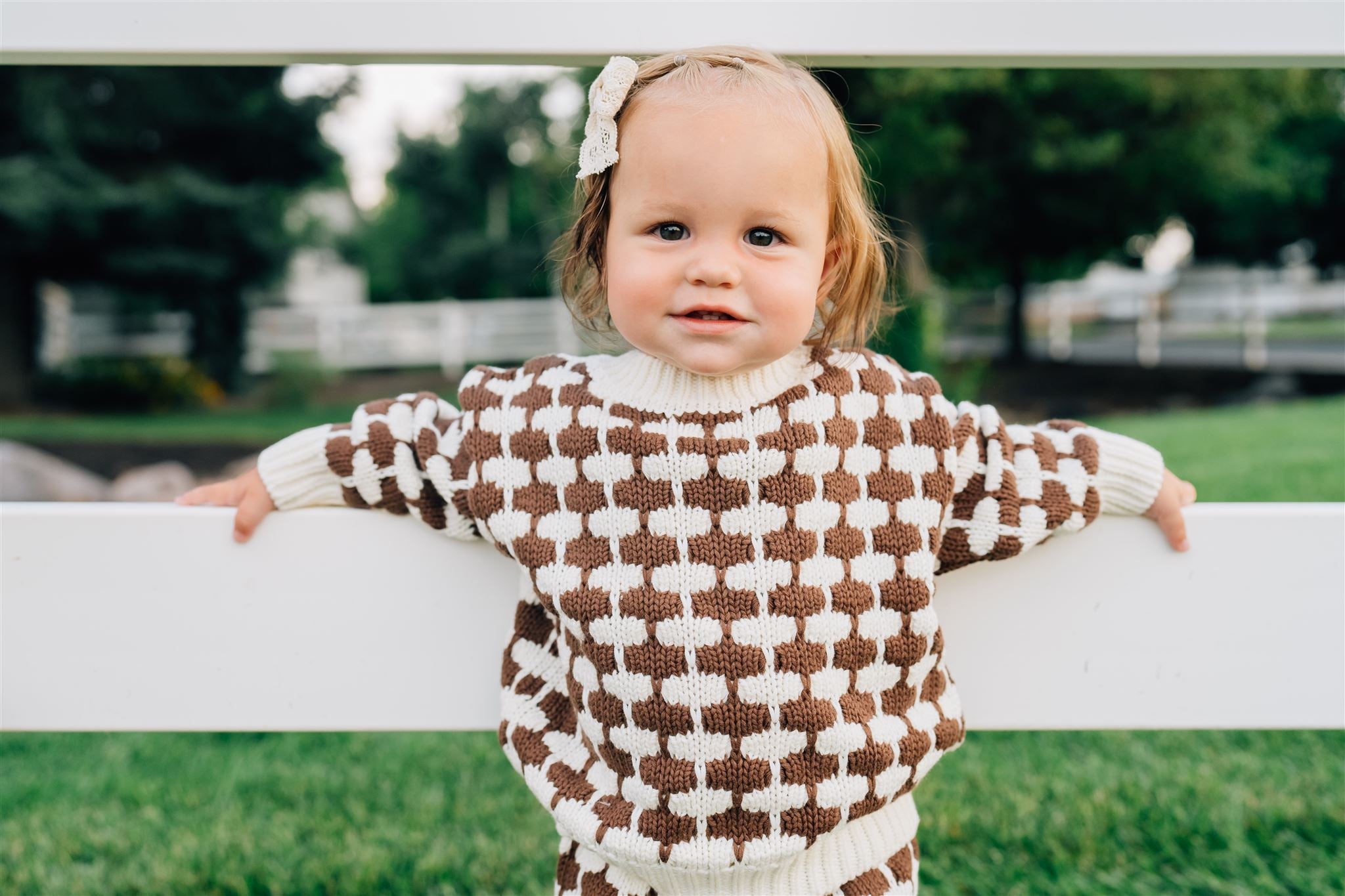 Brown + Cream Knit Sweater  Mebie Baby   