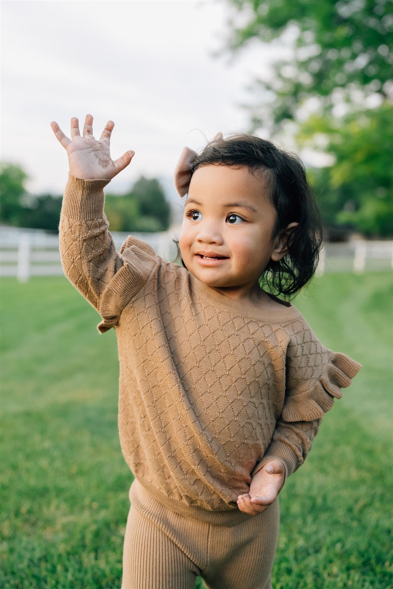 Toffee Knit Ruffle Sweater  Mebie Baby   