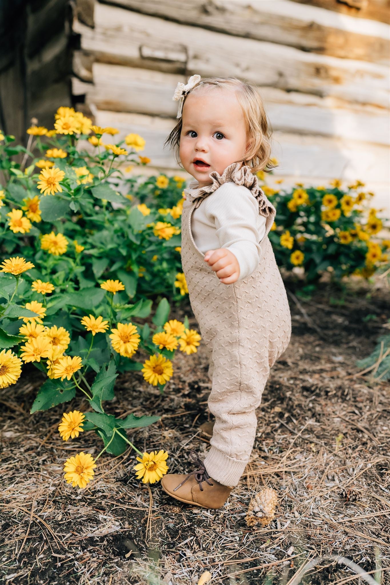 Ruffle Knit Overalls  Mebie Baby   