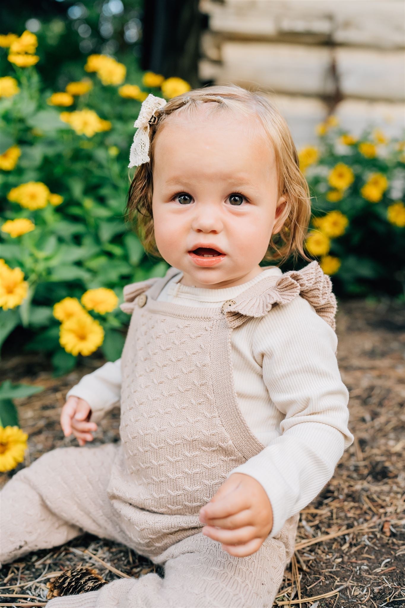 Ruffle Knit Overalls  Mebie Baby   