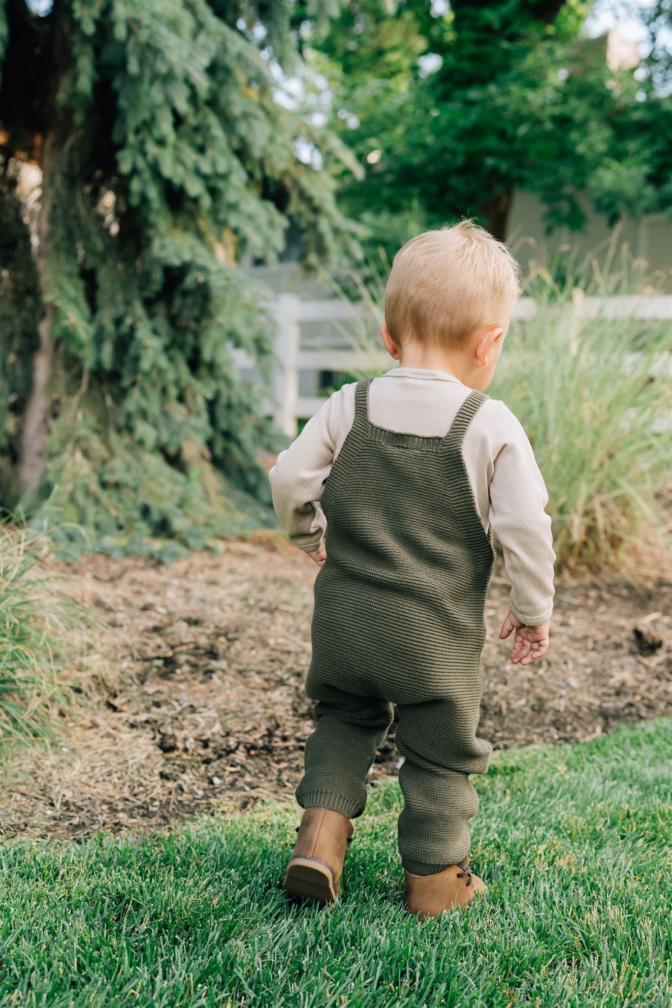 Olive Knit Overalls  Mebie Baby   