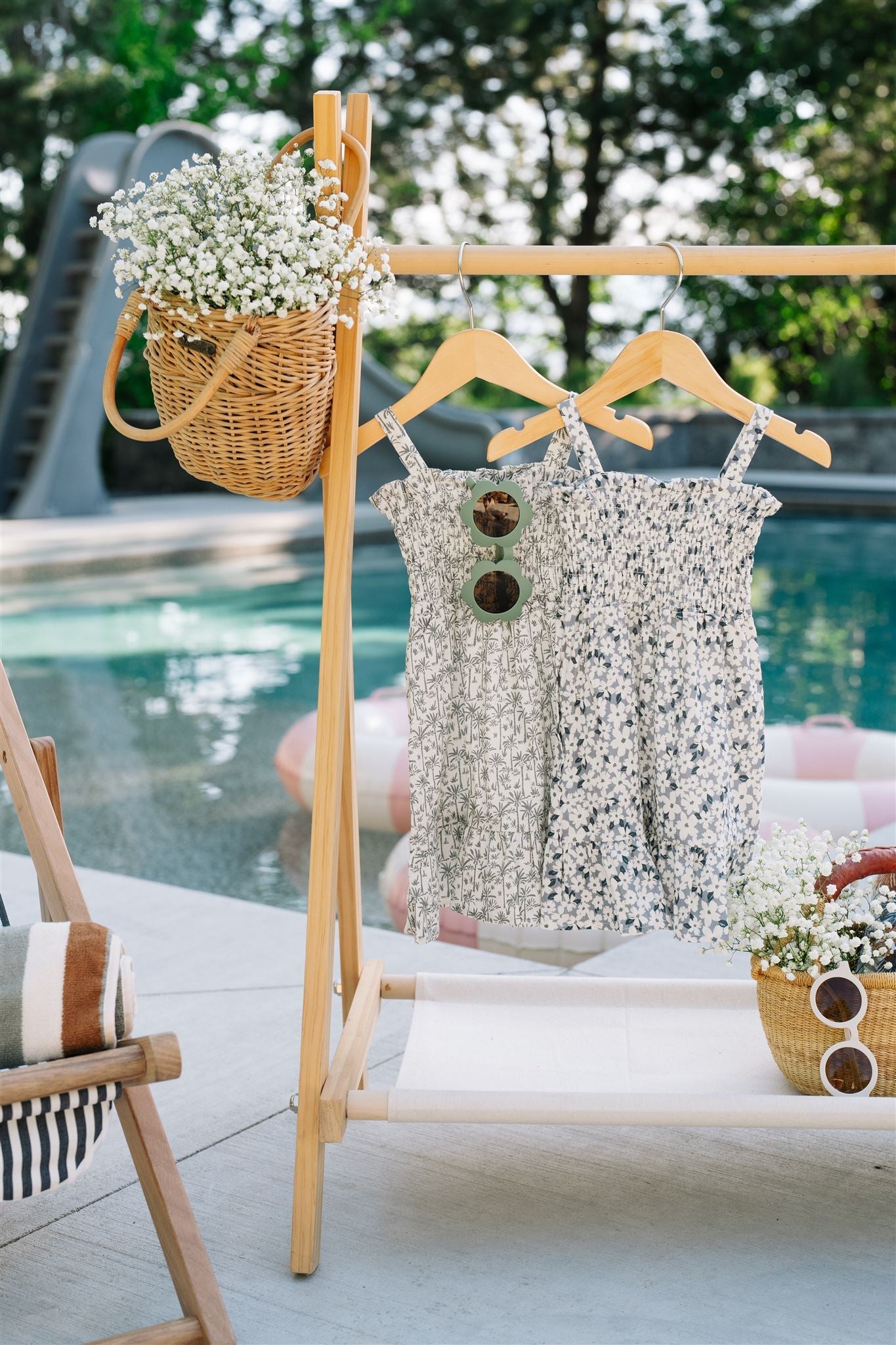 Blue Floral Linen Dress  Mebie Baby   