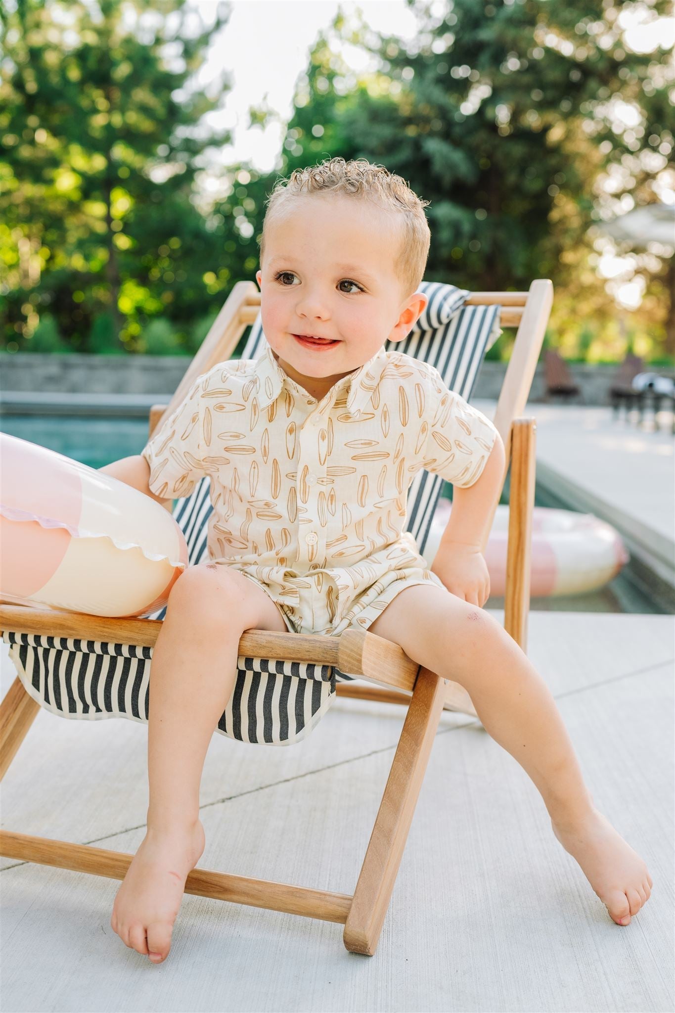 Surfboard Linen Cotton Shorts  Mebie Baby   