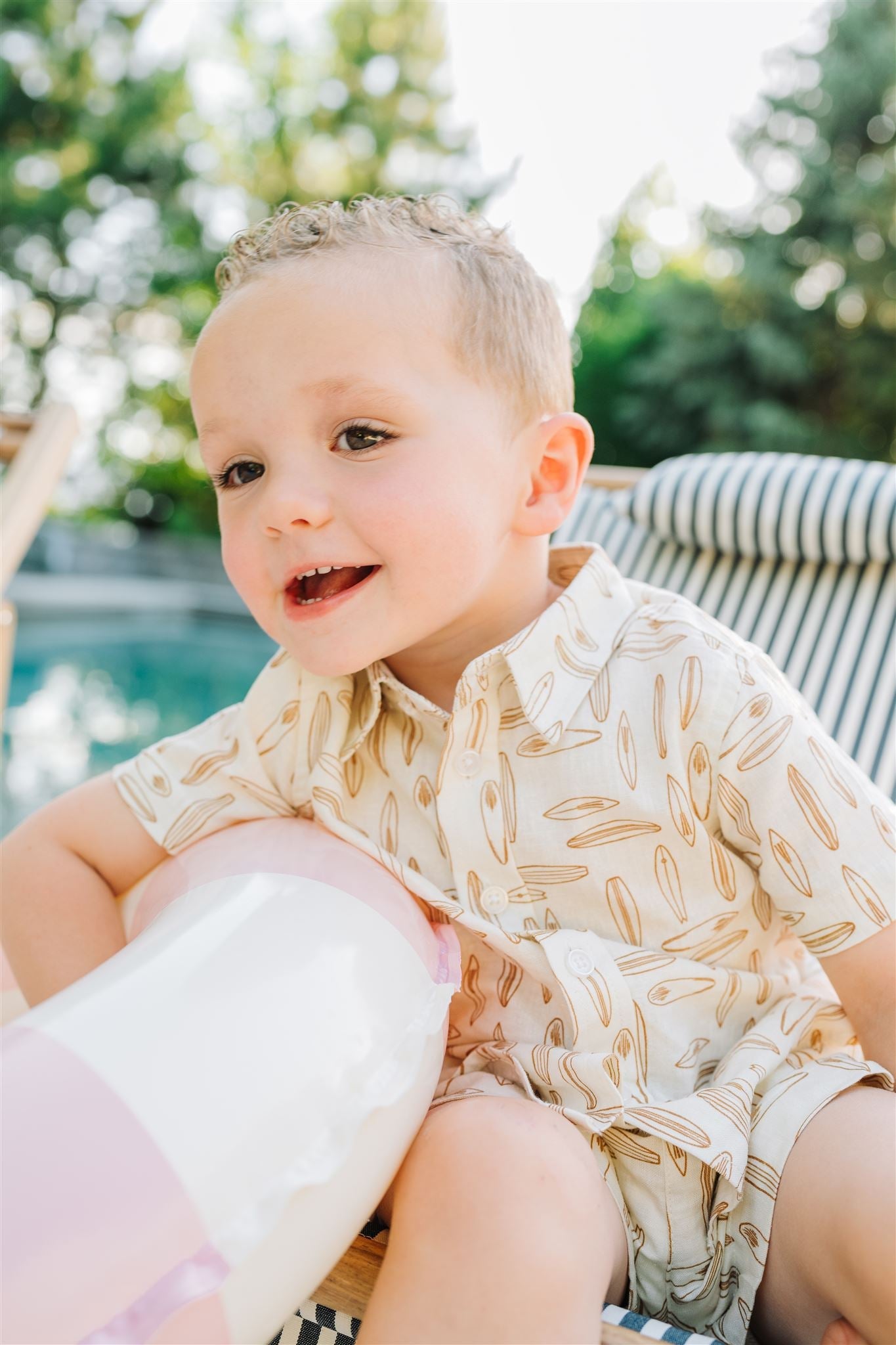 Surfboard Linen Button Up Shirt  Mebie Baby   