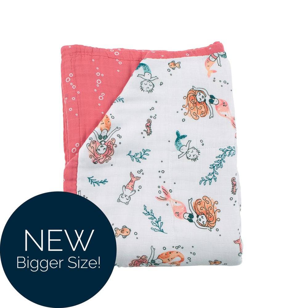 Mermaid + Bubbles Oh So Soft Muslin Super Snuggle Blanket Super Snuggle Blanket Bebe au Lait   