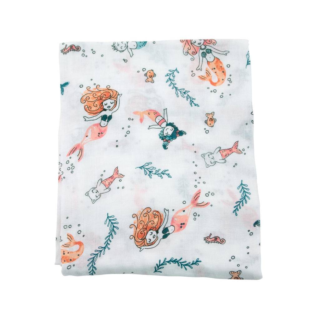 Muslin Single Swaddle Blanket Oh So Soft Mermaid Swaddle Blanket Bebe au Lait   