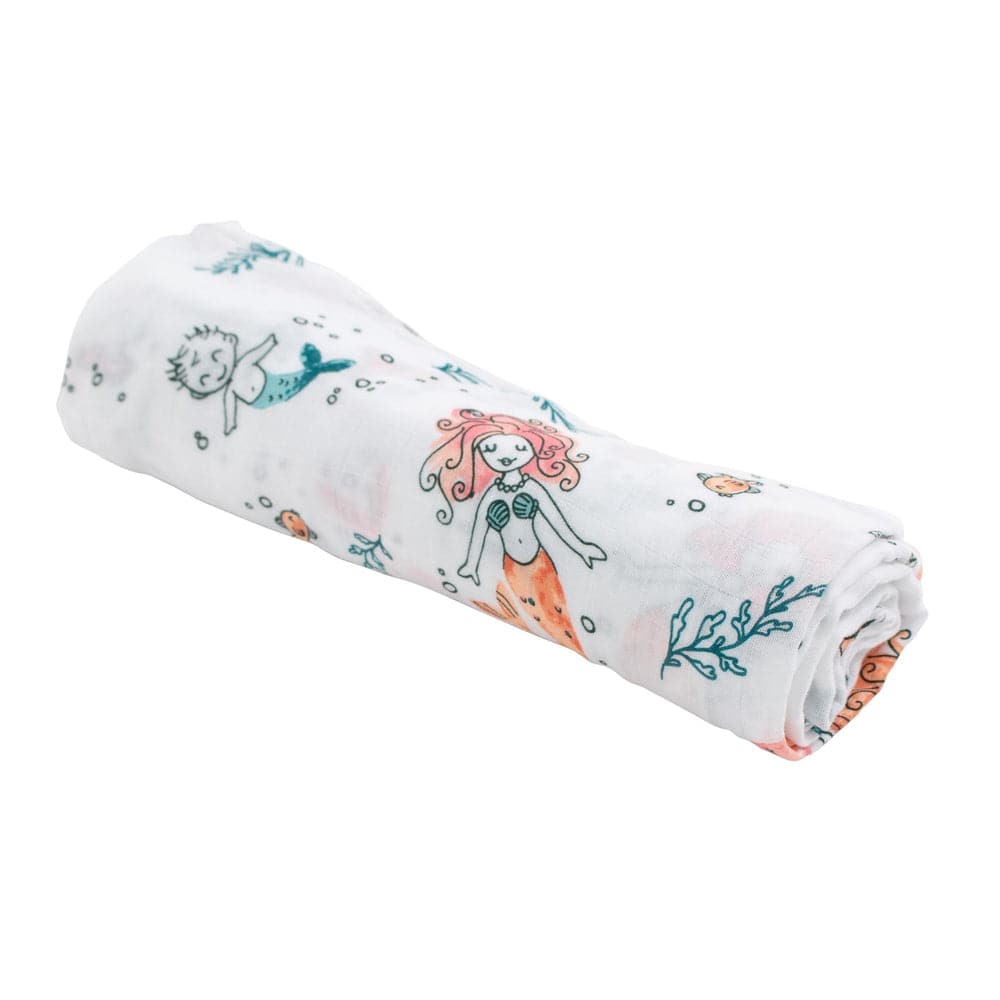 Muslin Single Swaddle Blanket Oh So Soft Mermaid Swaddle Blanket Bebe au Lait   