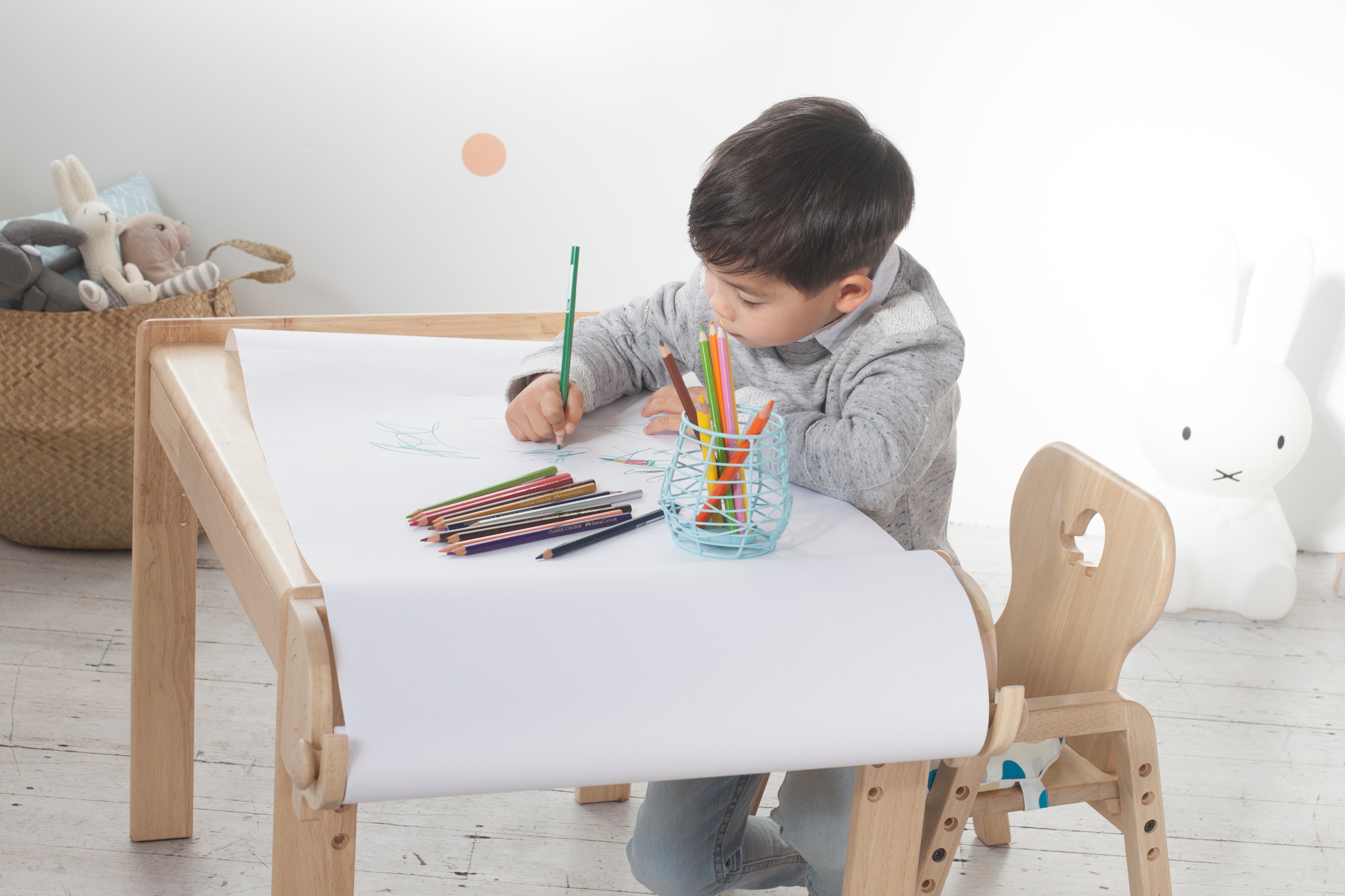 Mesasilla Primary Adjustable Table Set - with drawer-Bear Elephant Car Rabbit  - Height Adjustable  MesaSilla USA   