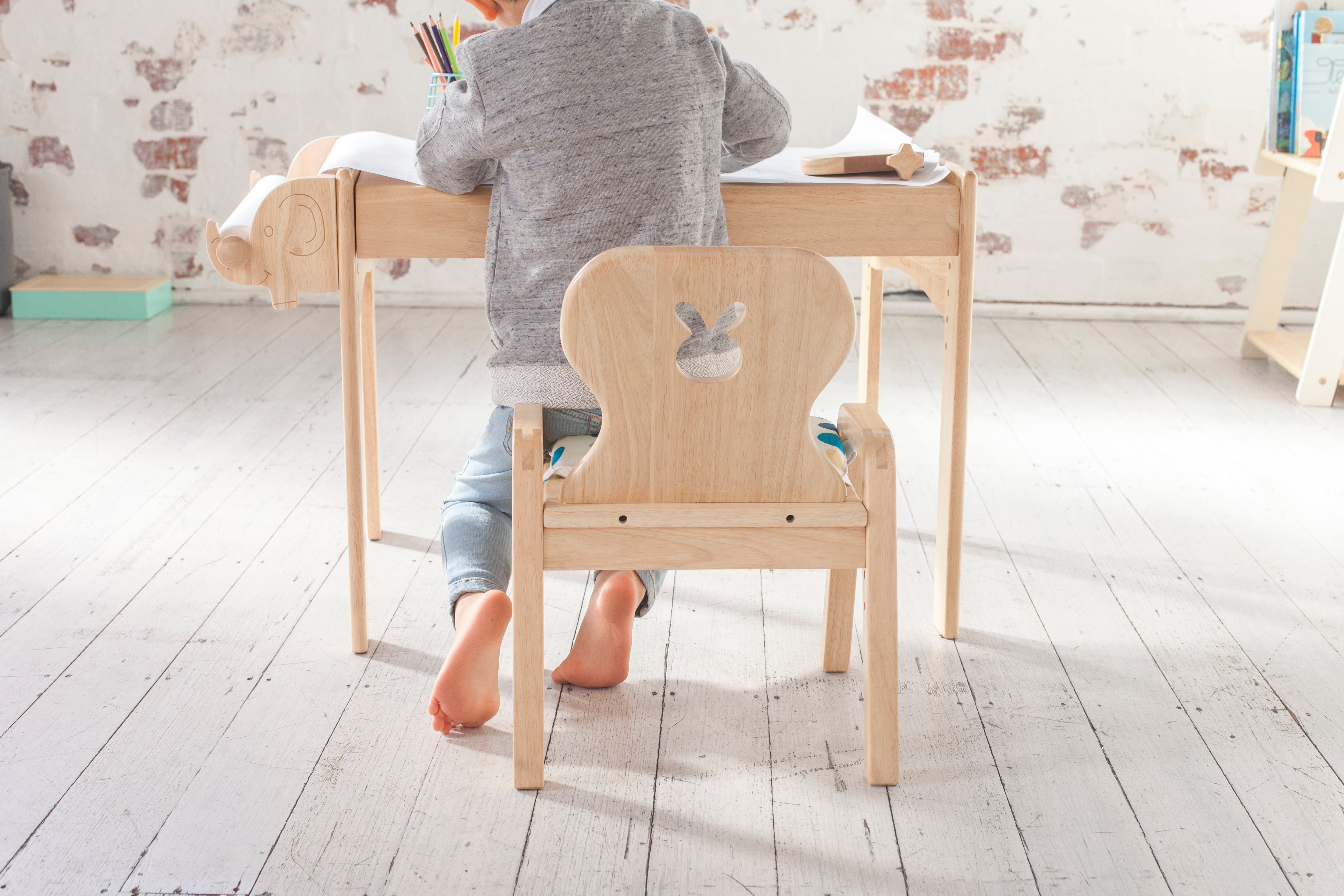 Mesasilla Primary Adjustable Table Set - with drawer-Bear Elephant Car Rabbit  - Height Adjustable  MesaSilla USA   