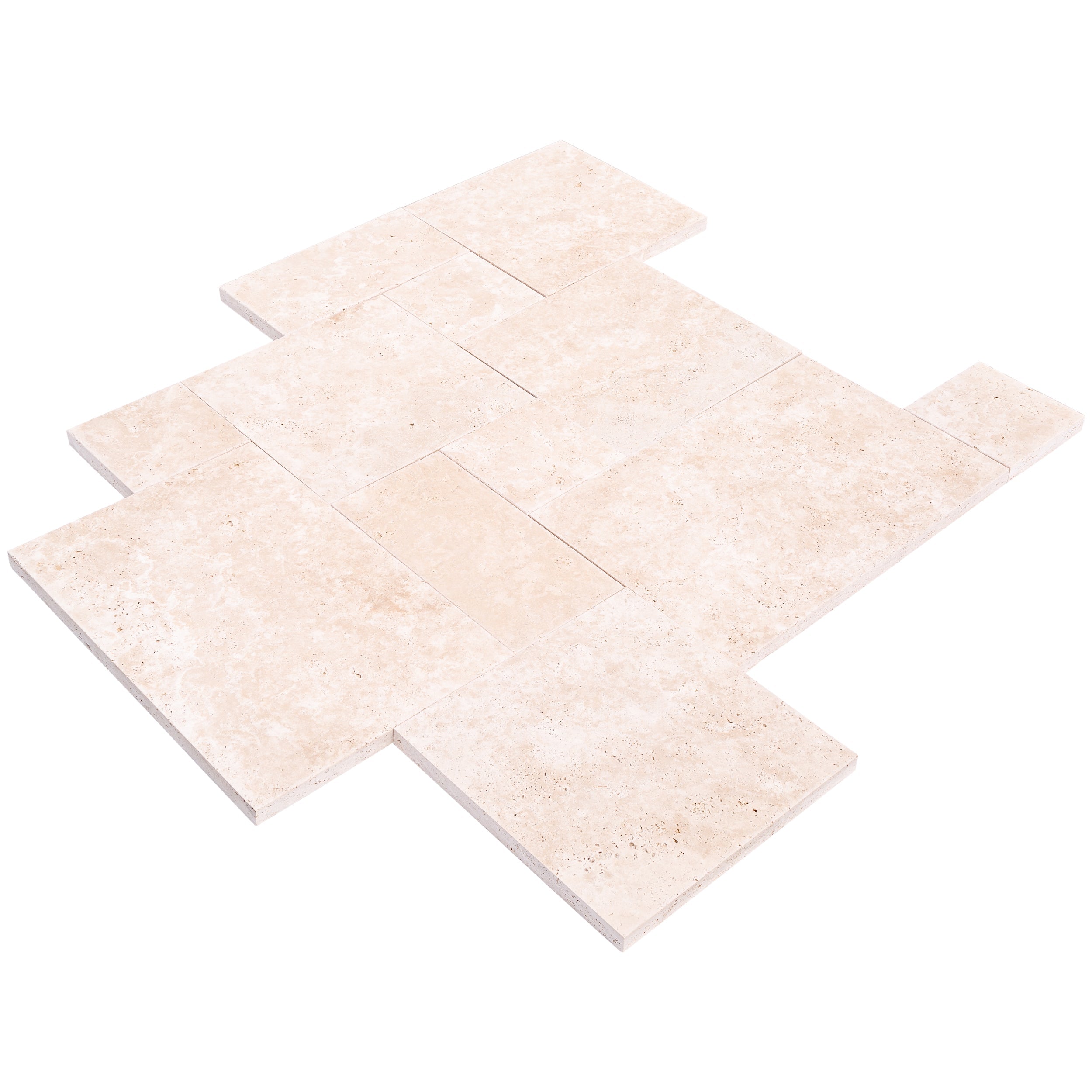 Travertine Miletos Ivory Pattern Tumbled Pavers - Belair Collection