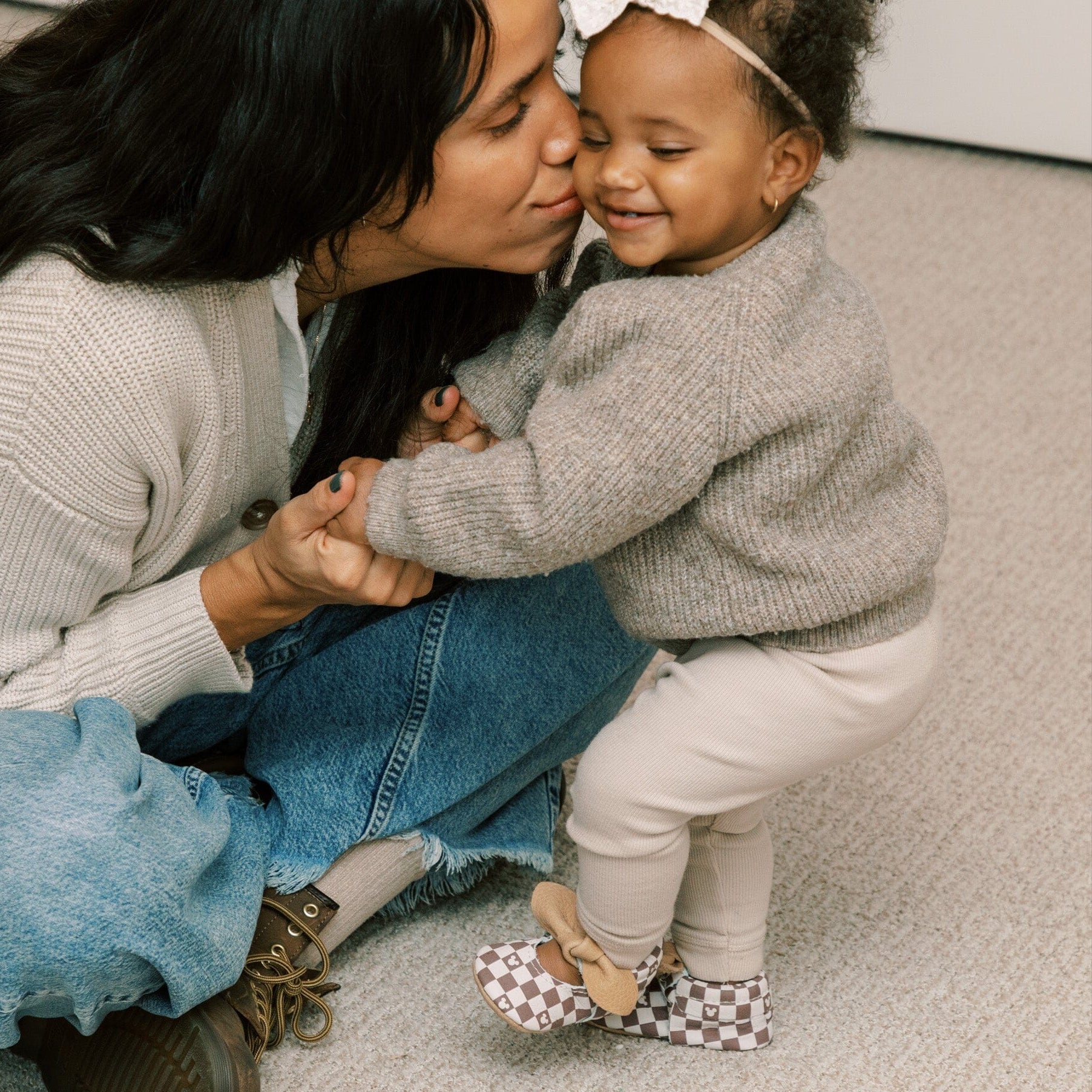 Disney Mocha Mickey Mouse Knotted Bow Baby Shoe