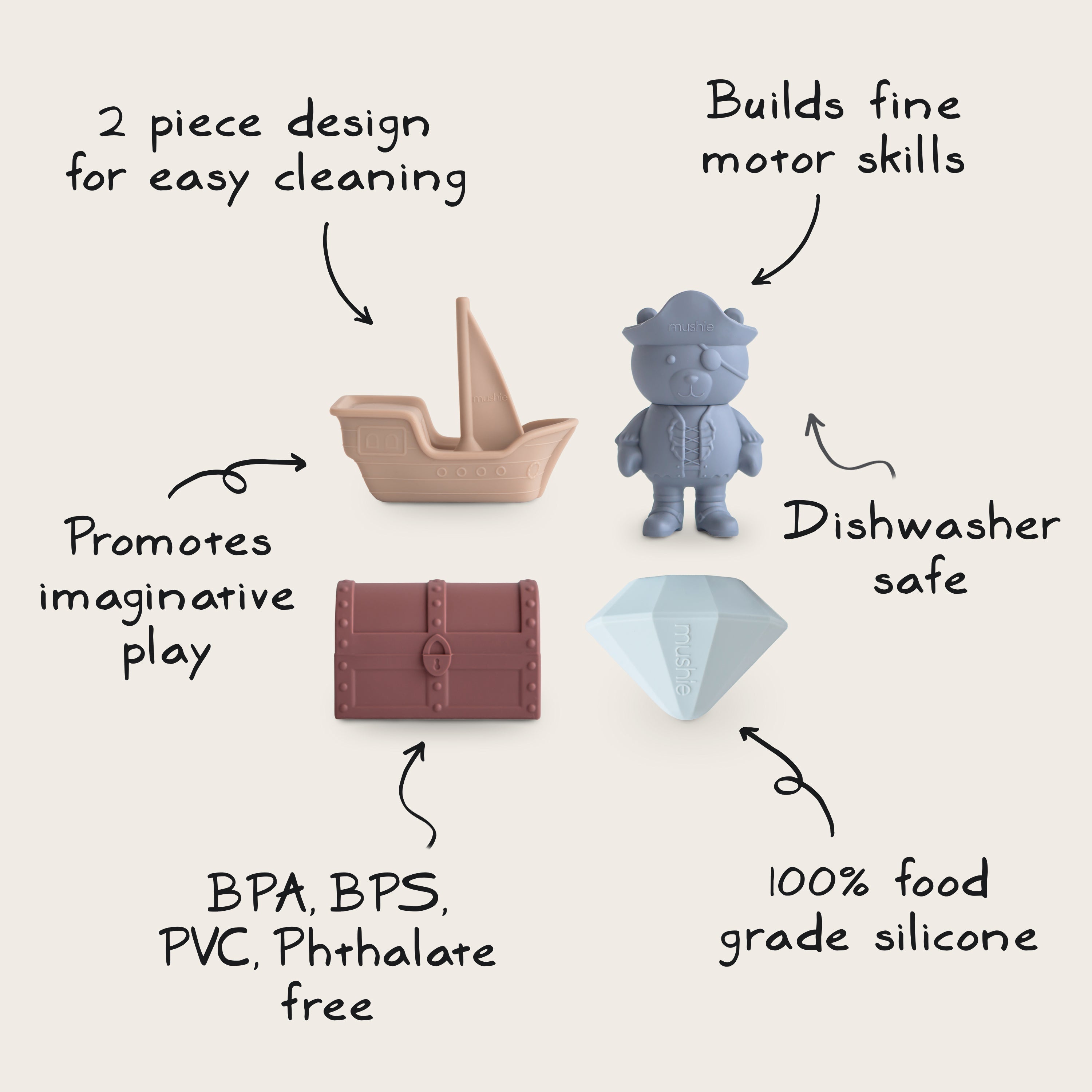 Pirate Mold Free Bath Play Set