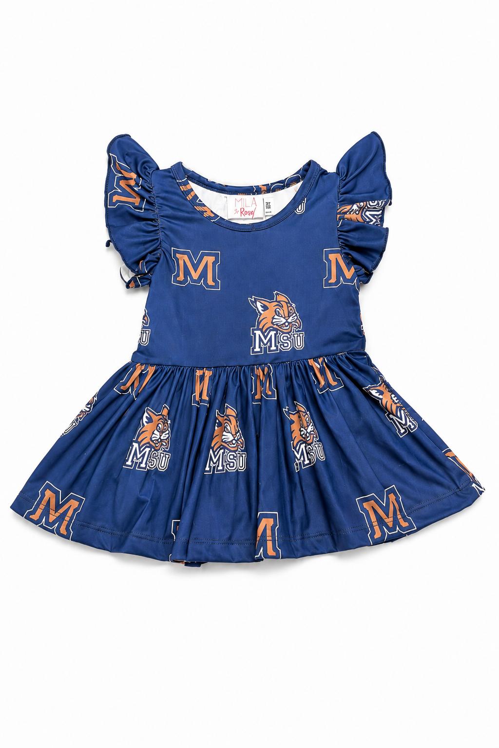Montana State University Blue Bobcat S/S Flutter Twirl Bodysuit