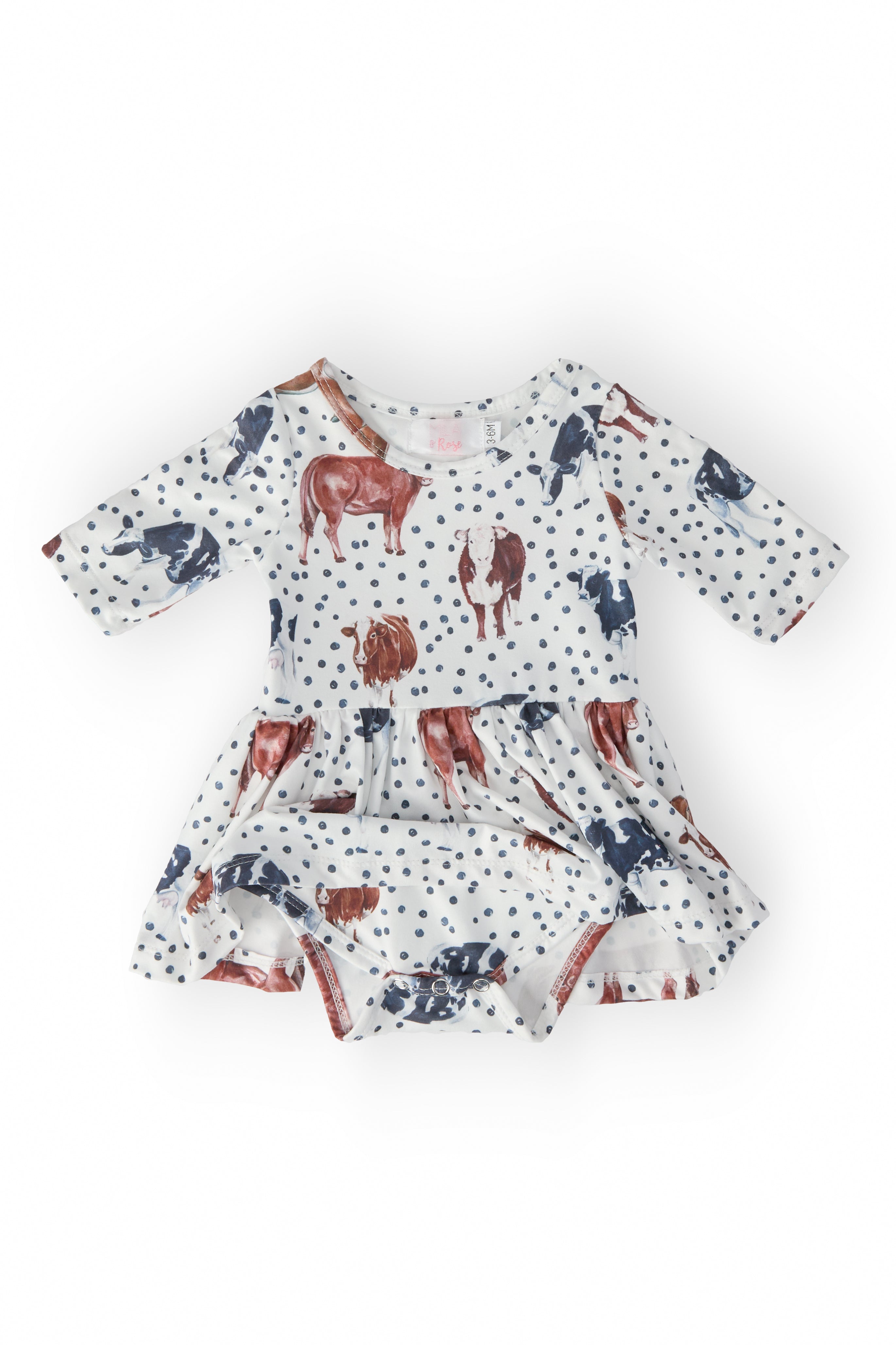 SALE Moo Meadows 3/4 Sleeve Twirl Bodysuit