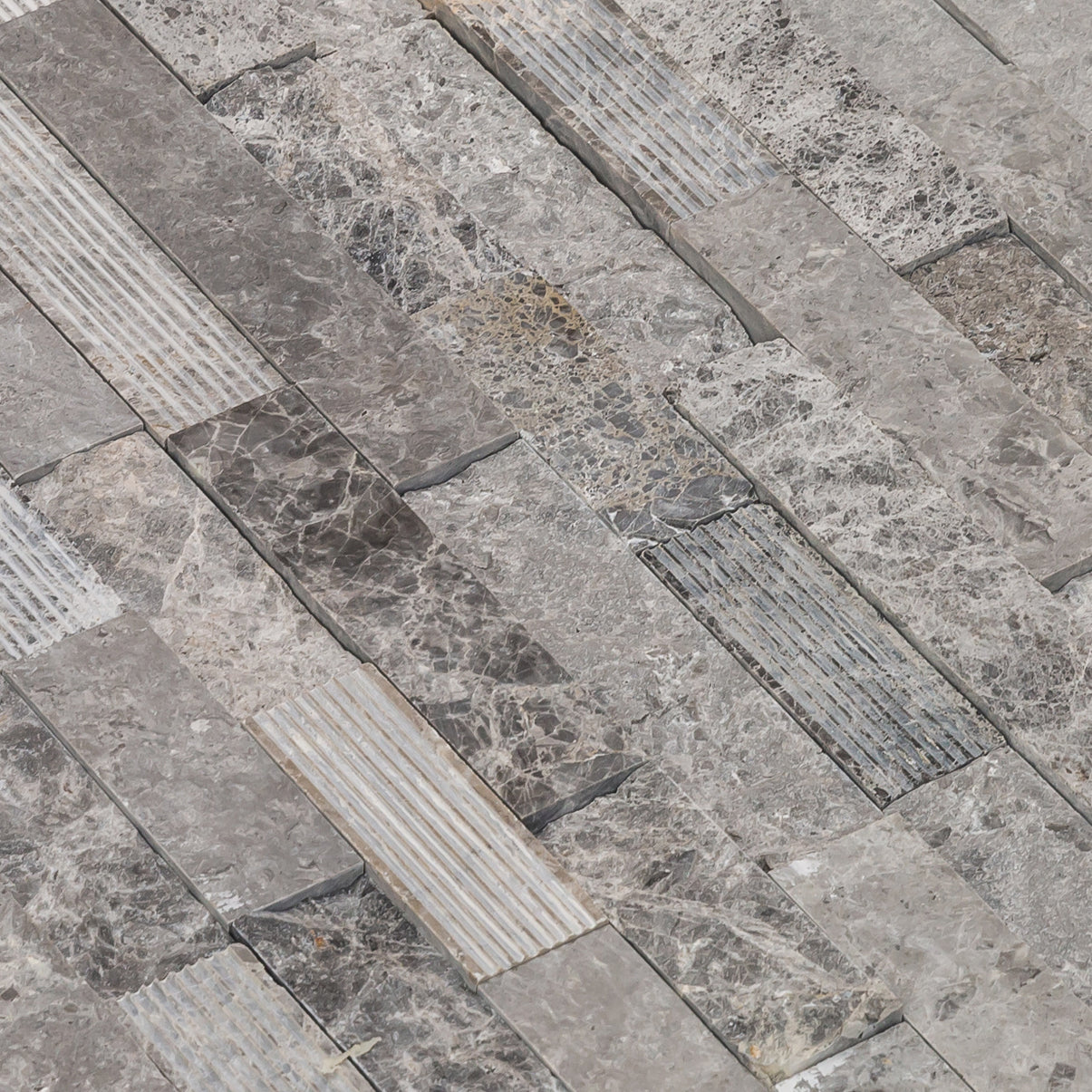 Ventana Gray Ledger 3D Panel 6"x24" Multi Surface Natural Marble Wall Tile - Belair Collection
