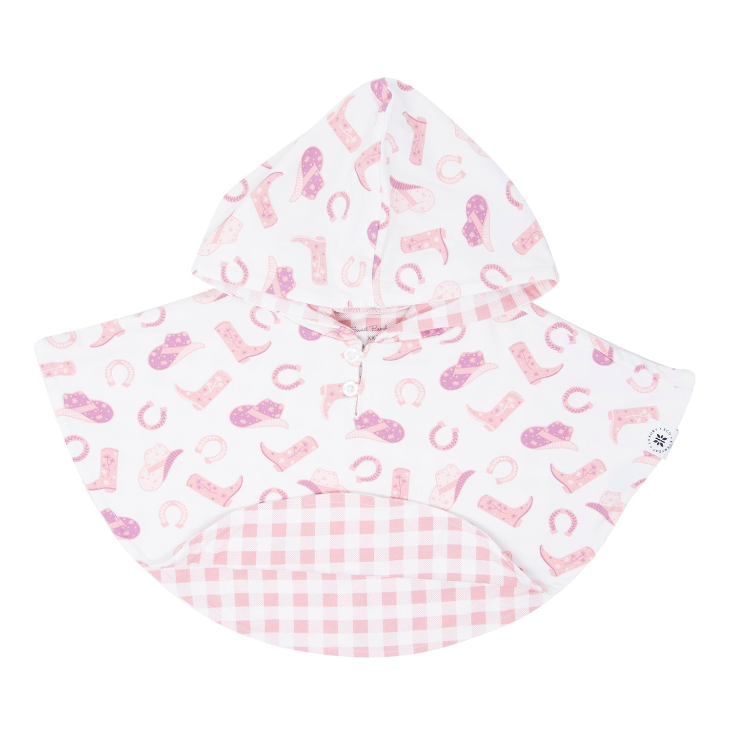 Hooded Poncho - Cowgirl Boots/Pink Gingham