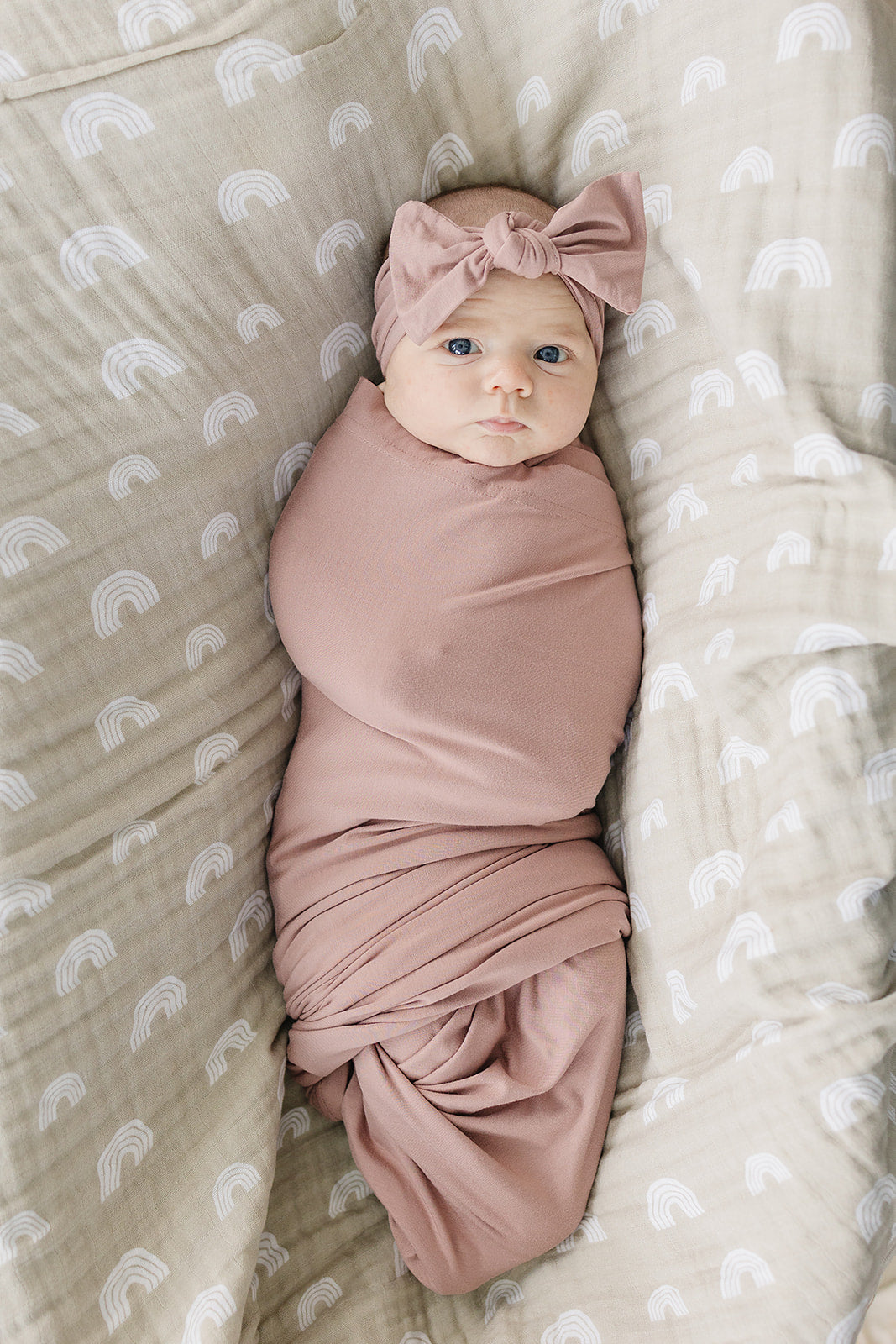 Dusty Rose Bamboo Stretch Swaddle  Mebie Baby   