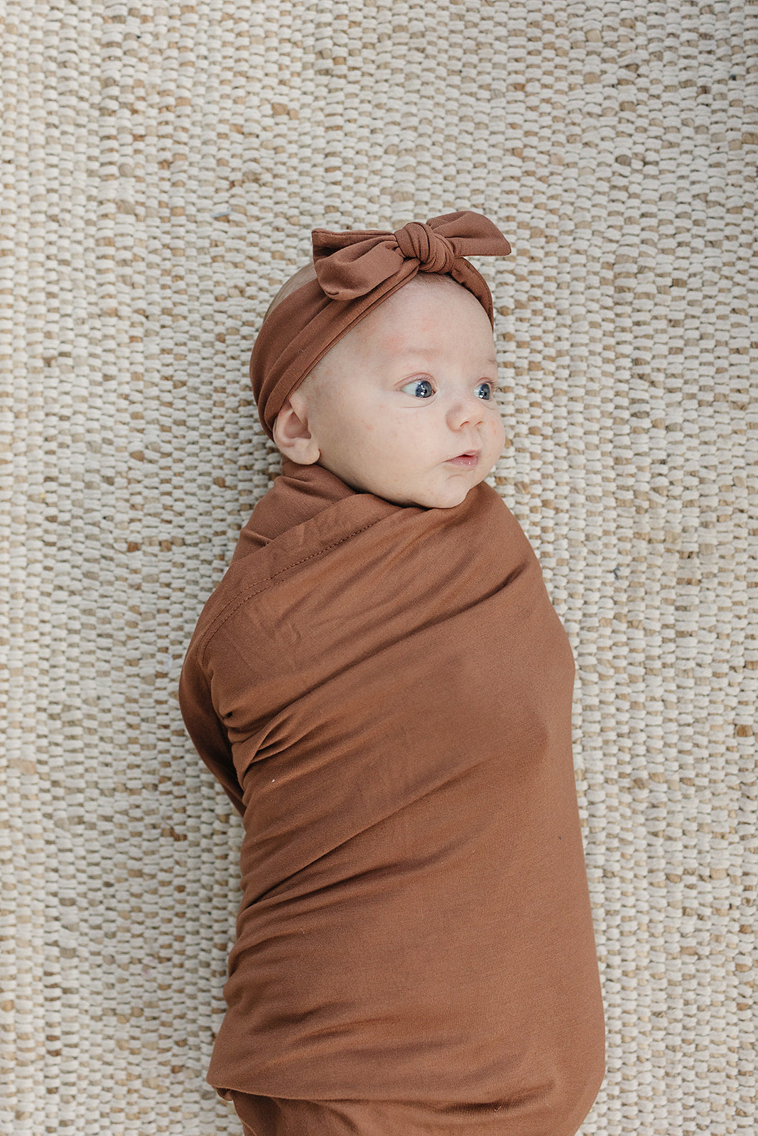 Rust Bamboo Stretch Swaddle  Mebie Baby   