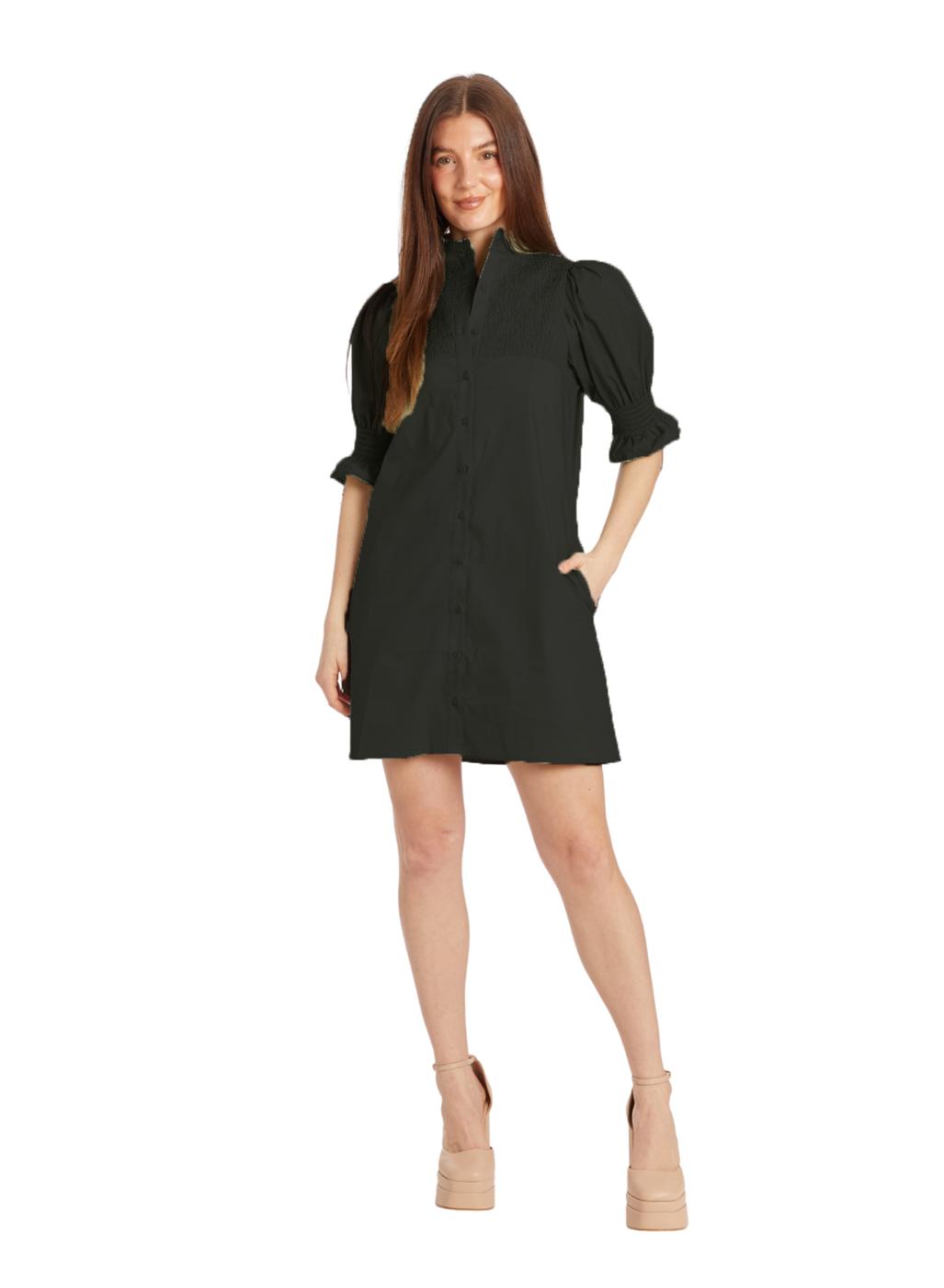 Aubrey Smocked Dress - Black